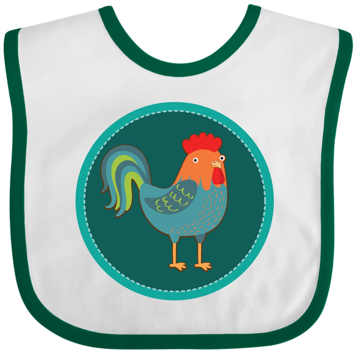 Inktastic Rooster Chicken Farmer Baby Bib - Cute Farm Animal Design for Babies - Perfect for Feeding, Mealtime, and Photo Shoots
