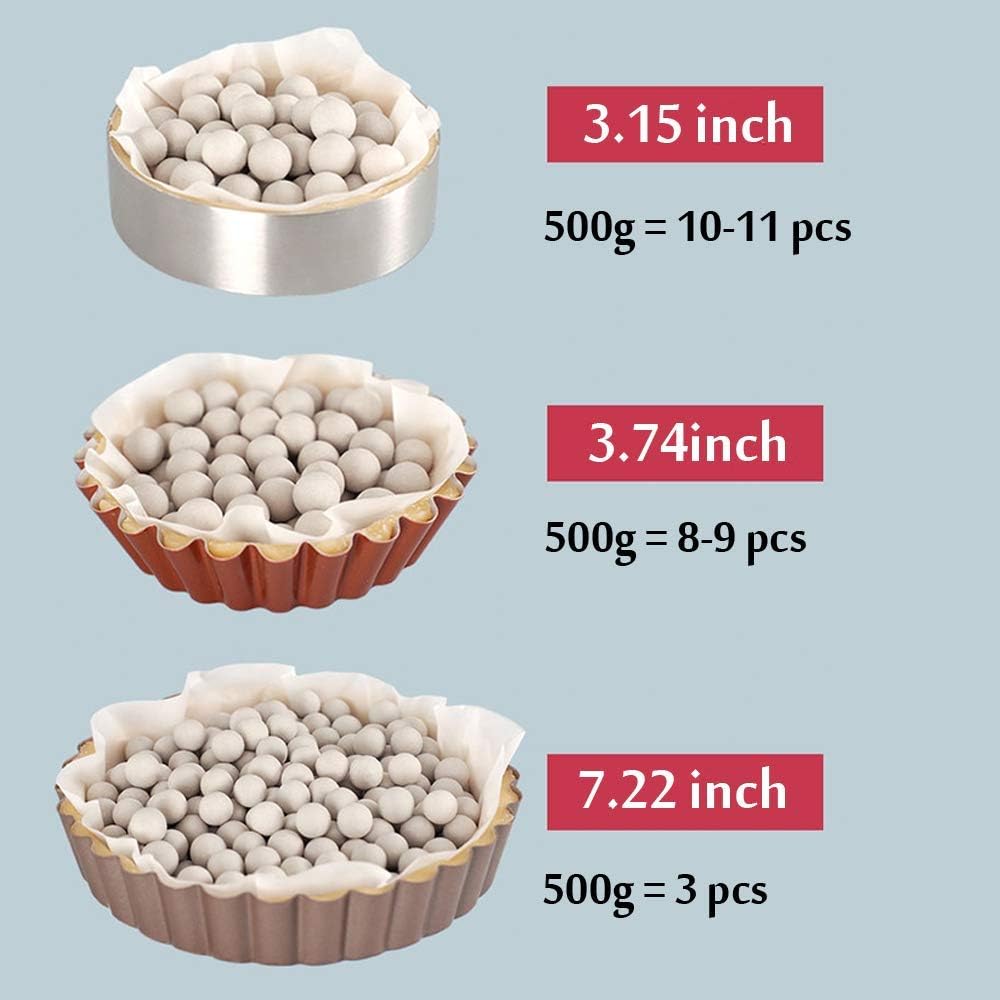 1.1Lb Pie Weights with Cotton Bags - 10mm Natural Ceramic Baking Beads for Reusable Pie Crust | Perfect for Blind Baking, Tart Shells & Pastry Making