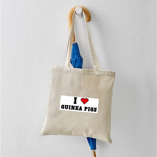 I LOVE GUINEA PIGS Tote Bag - Natural Canvas Reusable Shopping Bag for Groceries, Beach & Everyday Use