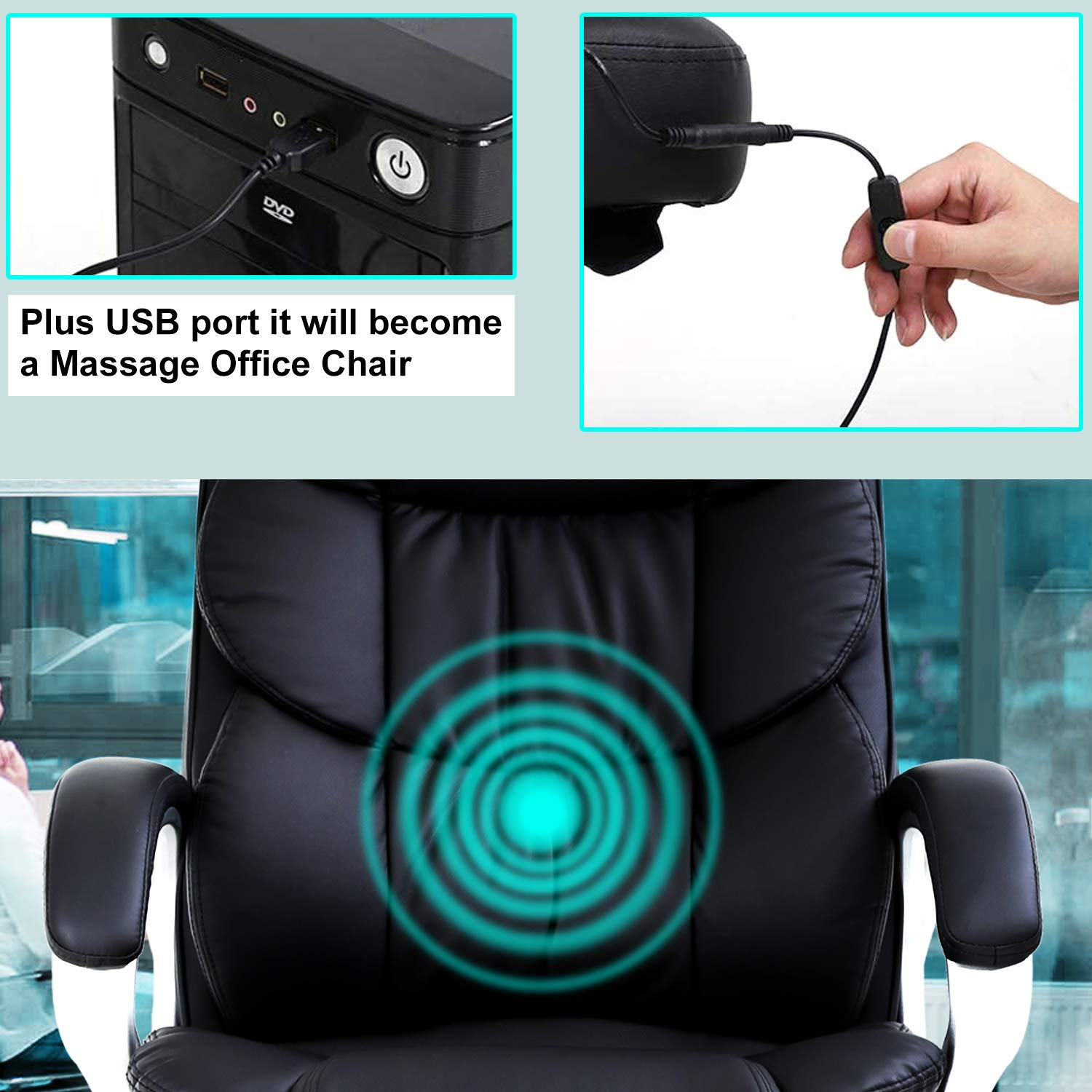 Ergonomic High Back Office Chair - Adjustable Executive Desk Chair with Lumbar Support & PU Leather Swivel Seat for Big and Tall Users - Perfect for Home Office, Gaming, and Professional Workspaces