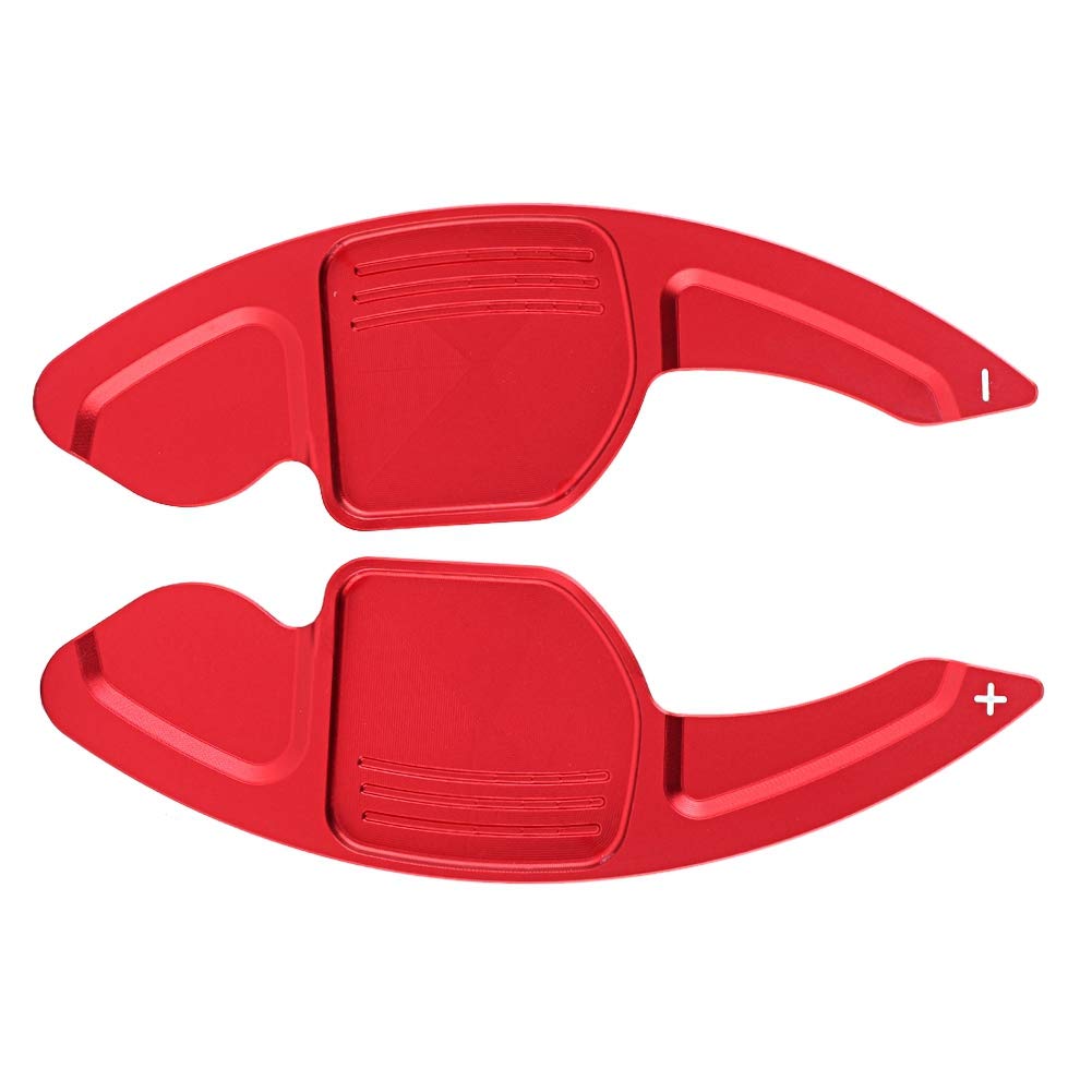 KIMISS 2pcs Aluminum Alloy Car Steering Wheel Shift Paddle Extensions - Compatible with Audi A3/A4L (2013-2016), A5 (2012-2016) - Bright Red Racing Accessories for Enhanced Driving Performance & Sporty Look