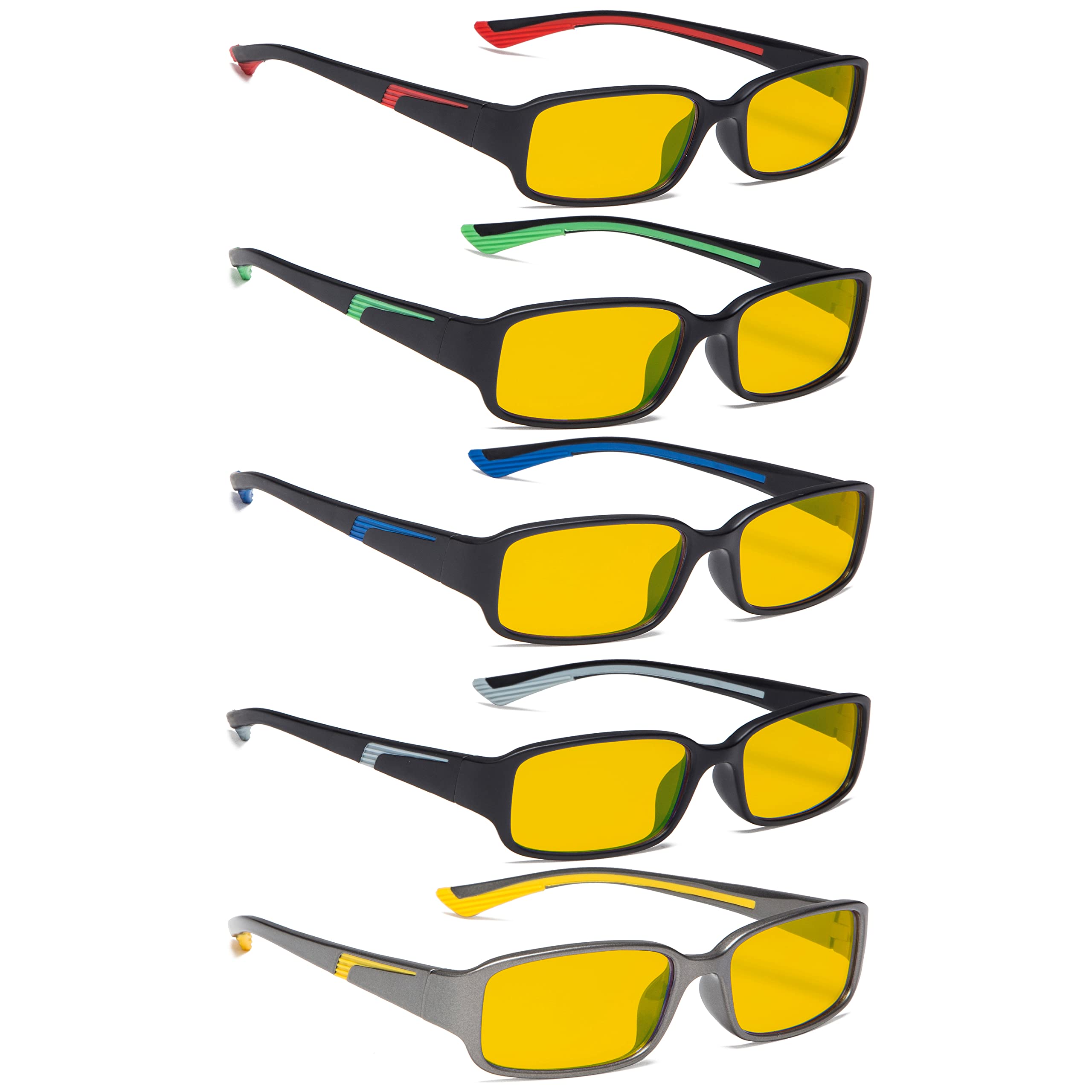 BLUELESS Blue Light Blocking Glasses for Men & Women - 5 Pack Anti Glare Computer Reading Glasses with Yellow Tint Lenses - Reduce Eye Strain for Office Work, Gaming & Screen Time