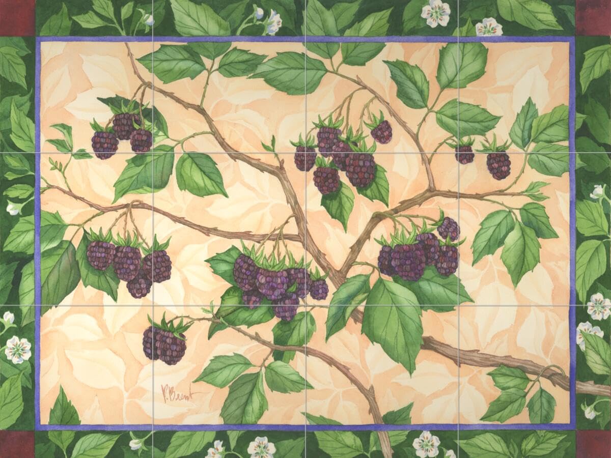 Premium Ceramic Backsplash Tile Mural - Blackberries Fruit & Vegetable Design for Kitchen & Bathroom Decor - Paul Brent Collection | Perfect for Farmhouse, Modern, and Rustic Home Interiors