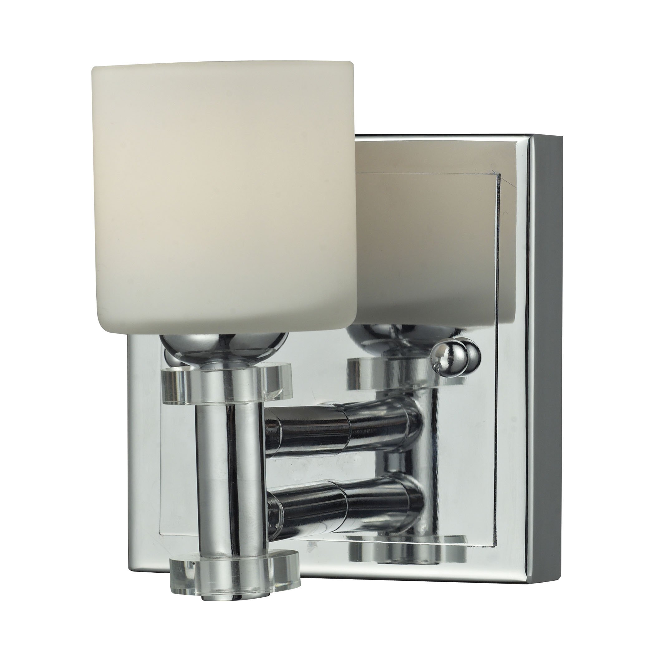 1Light Glass Bathroom Sconce in Chrome Finish - Elegant Wall Lighting for Bathroom, Vanity, and Powder Room Decor