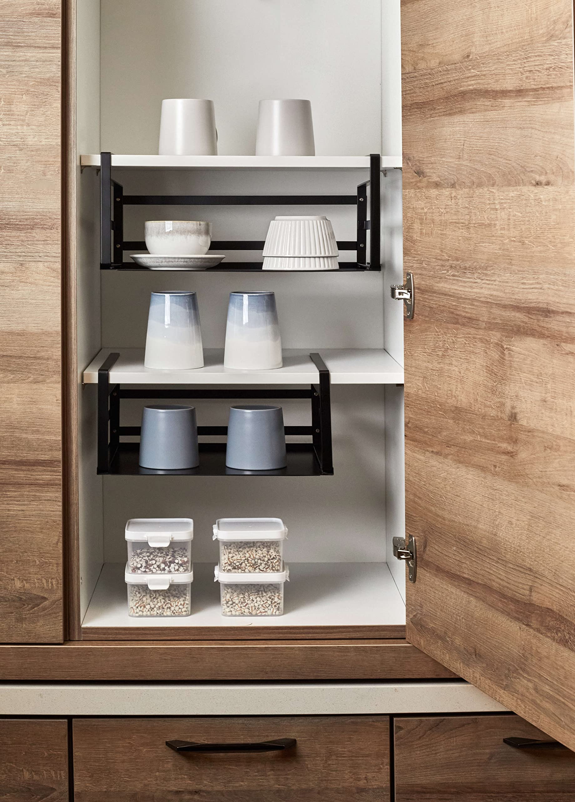 2-Pack Under Shelf Storage Baskets - Heavy Duty Slide-in Organizer for Kitchen, Pantry, Cabinet & Office | Space Saving Hanging Holder for Books, Spices & Supplies | Black (Perfect for Small Spaces & Home Organization)