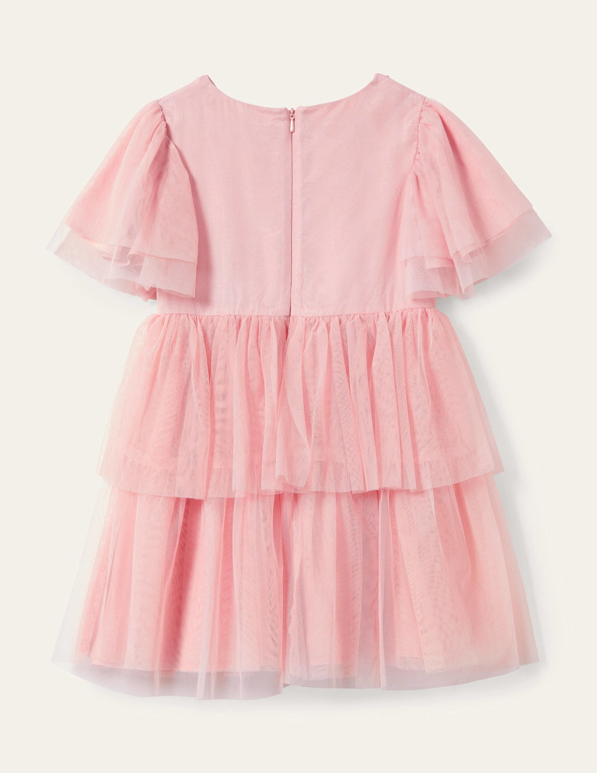 Elegant Appliqué Tiered Tulle Dress in Provence Dusty Pink with Floral Embroidery - Perfect for Weddings, Parties & Special Occasions