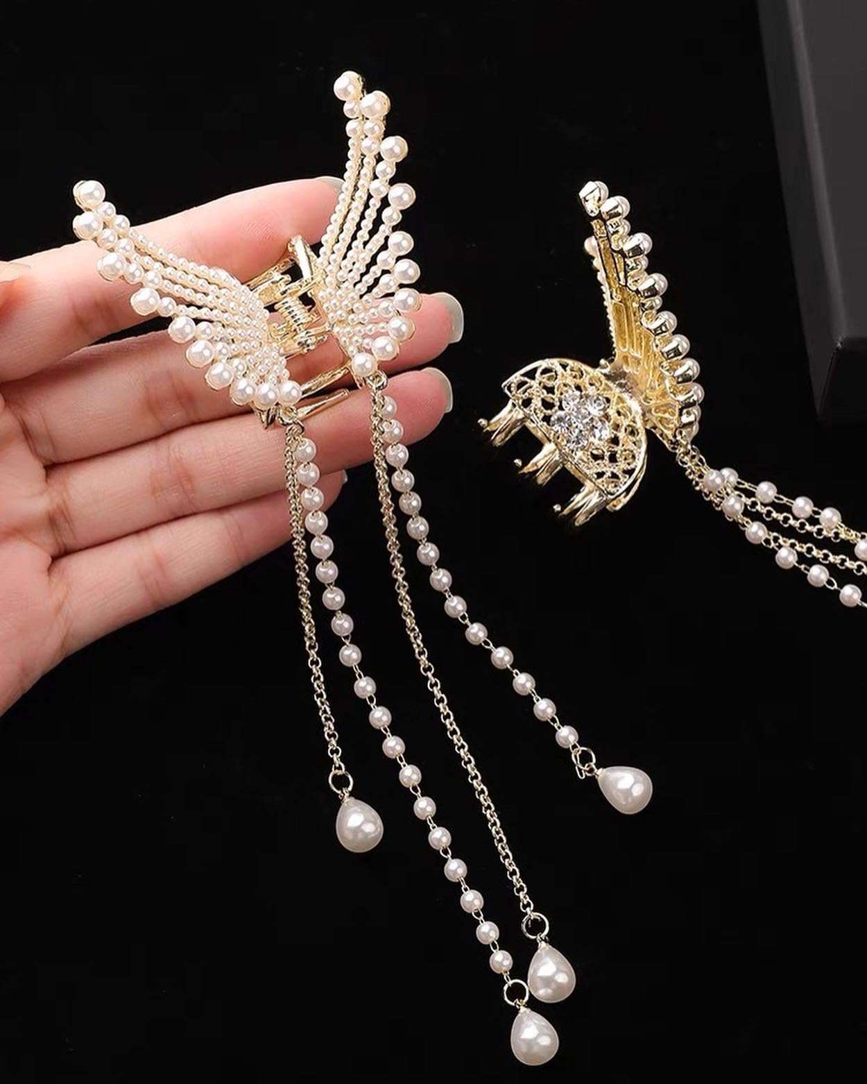 Pearl Butterfly Hair Clips for Women | Wedding Hair Accessories for Bridal & Party