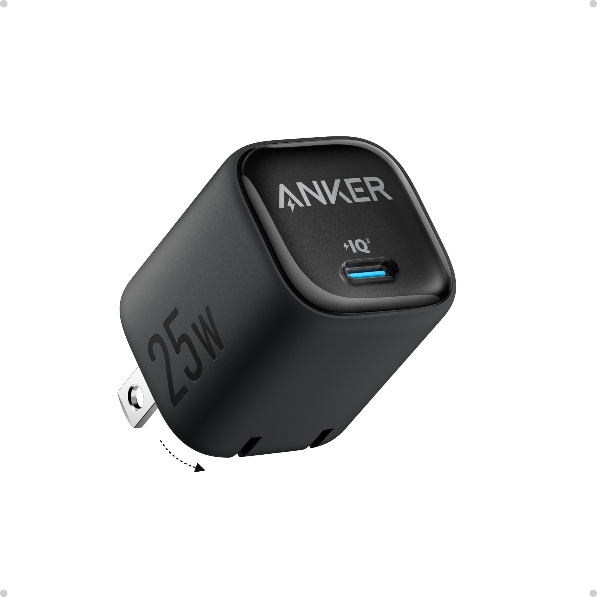 Anker 25W USB C Fast Charger Block - Compact & Foldable PPS Charger for Galaxy S24/Z Fold/Z Flip/Tab, iPhone 15/14/13, iPad - Perfect for Travel, Home & Office Use (Black)
