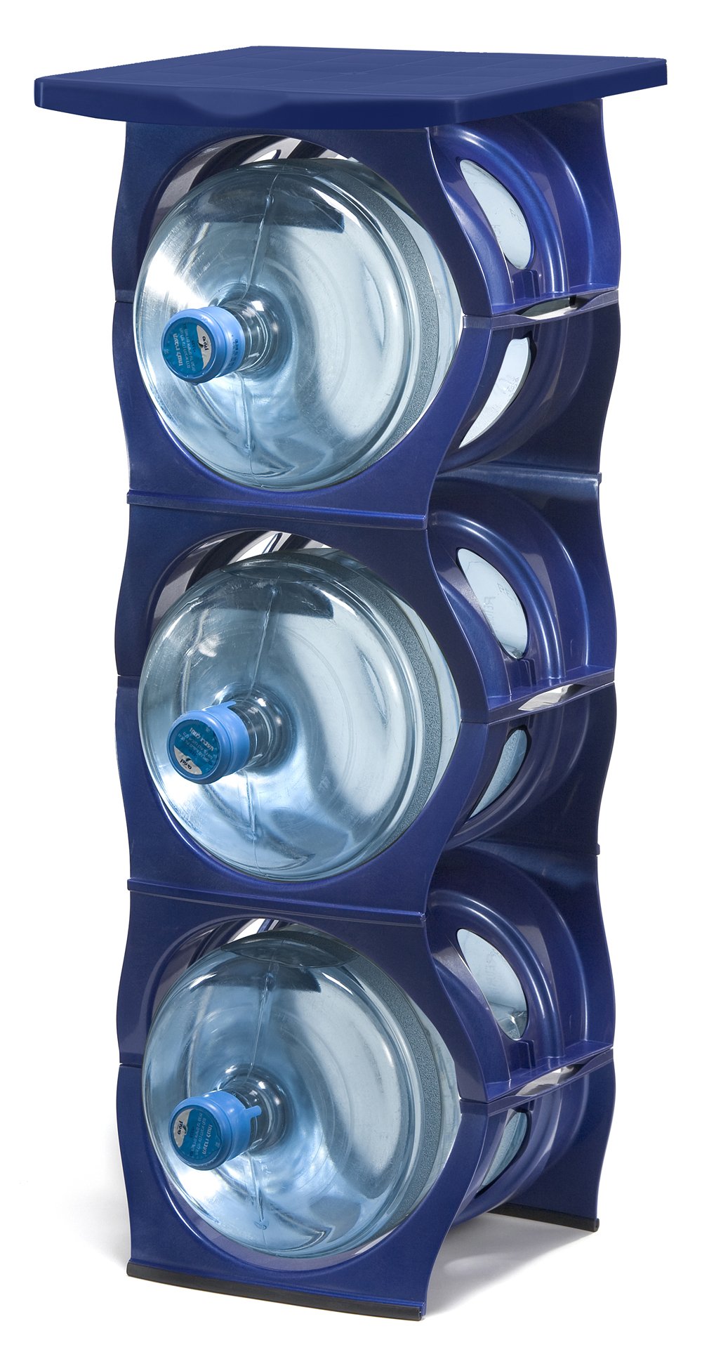 **Stackable 5 Gallon Water Bottle Storage Rack - Heavy-Duty Jug Holder Organizer for Kitchen, Cabinet & Office - Reinforced Polypropylene (Blue, 3-Tier Shelf) - Perfect for Pantry, Garage & Home Organization**