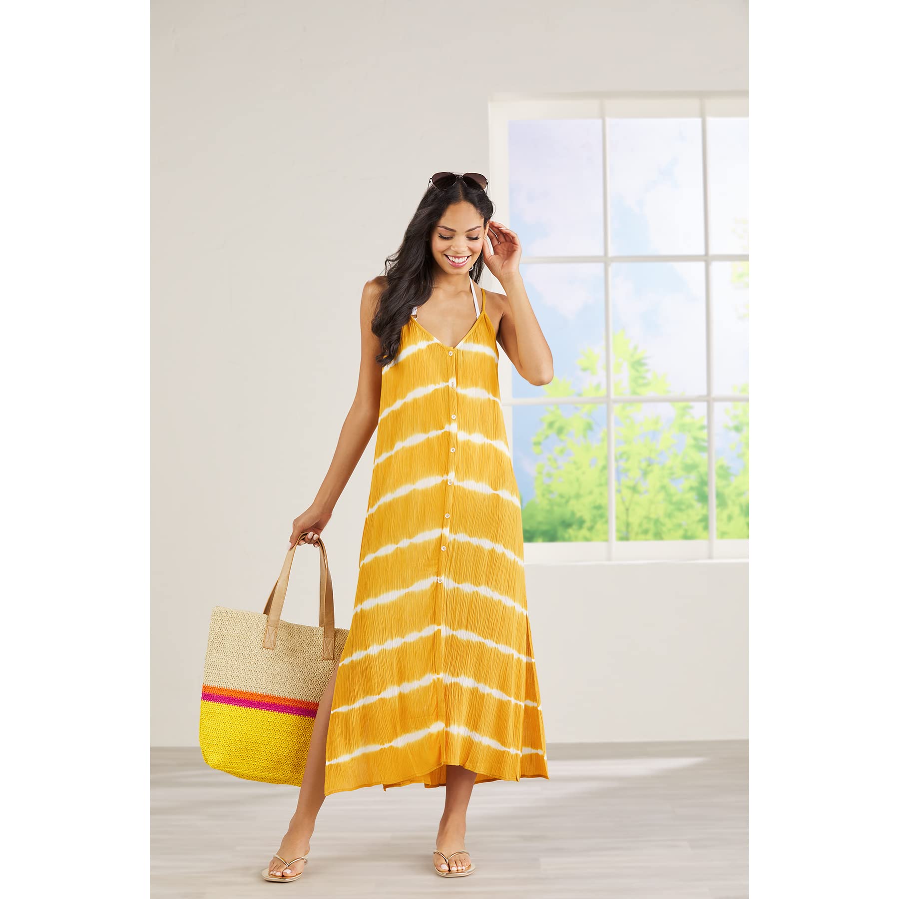 Mud Pie Women's Sleeveless Maxi Dress - Flowy Summer Beach Dress for Vacation, Party & Casual Wear