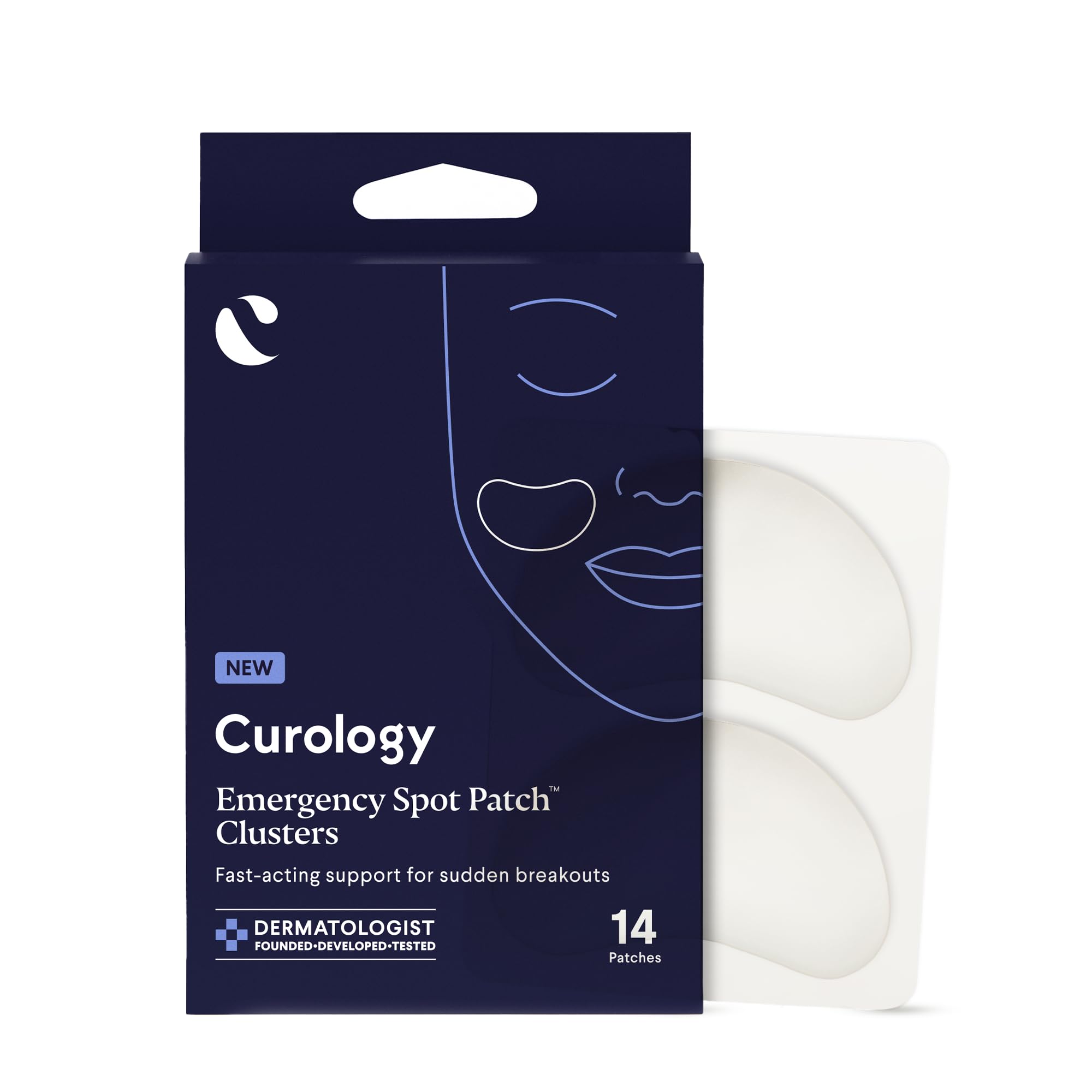 Curology Emergency Spot Patch Clusters - Fast Acting Hydrocolloid Pimple Patches for Face, Oil Absorbing Acne Treatment (14 Count) - Perfect for Overnight Breakout Relief & On-the-Go Skin Care