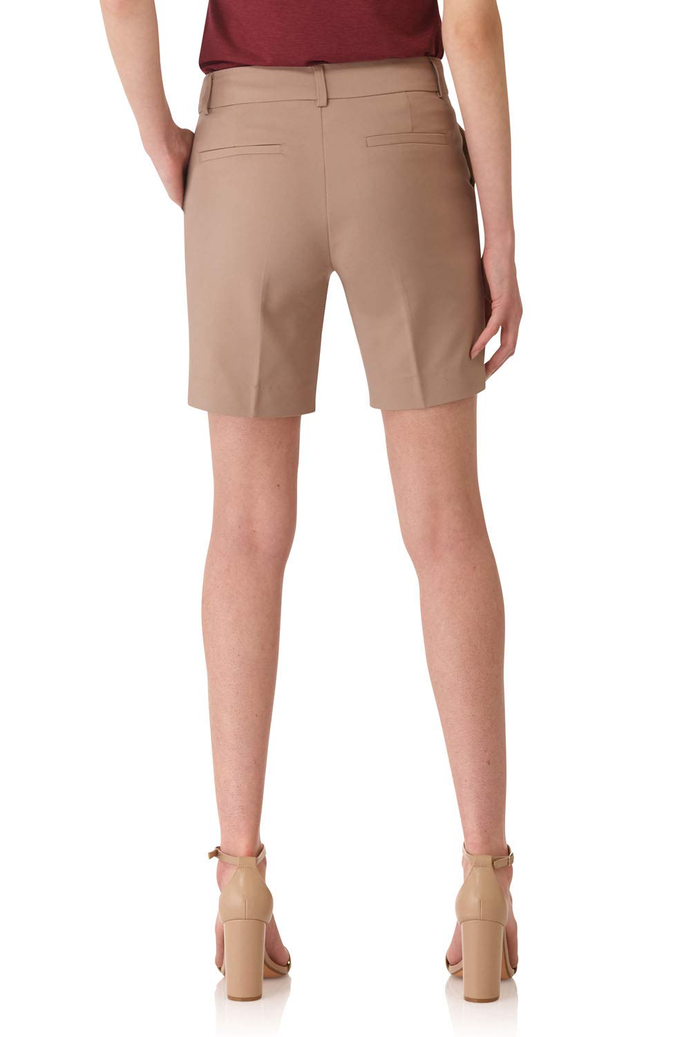 Rekucci Women's Cotton Blend Bermuda Shorts - 8 Inch Inseam Walking Shorts with Pockets | Casual Summer Shorts for Beach, Travel & Outdoor Activities