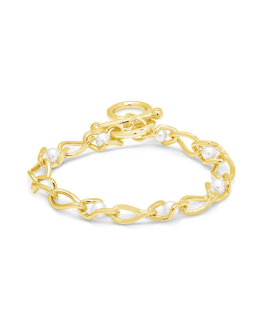 Amedea Pearl and Chain Toggle Bracelet for Women - Elegant Adjustable Jewelry Gift for Birthday, Anniversary, or Special Occasions