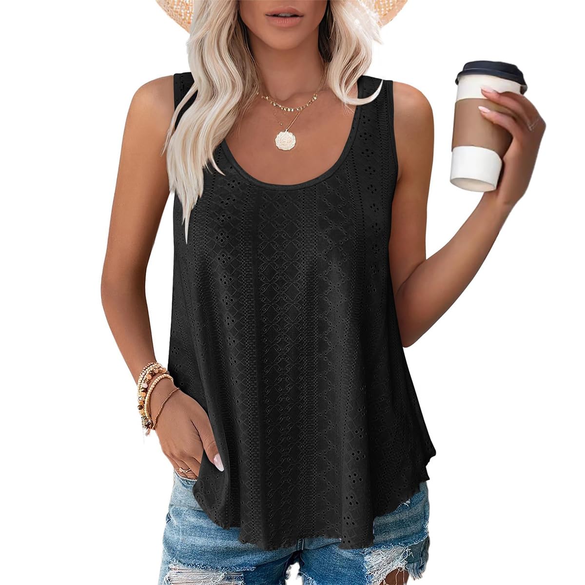 2024 Women's Summer Tank Tops - Casual Sleeveless Shirts & Beach Blouses | Perfect for Vacation, Pool Party & Daily Wear