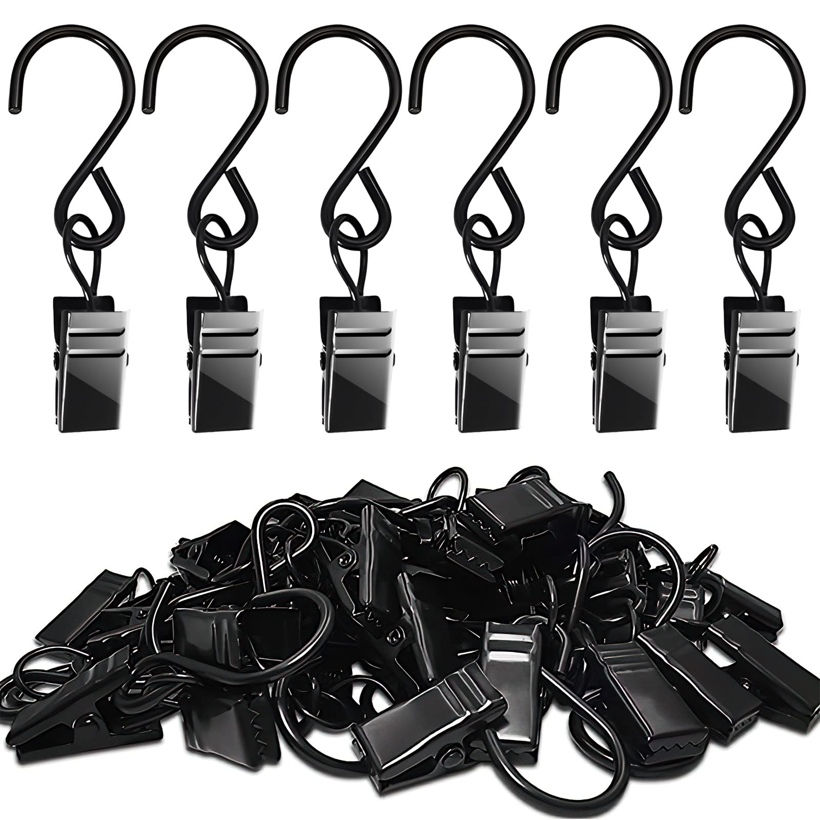 50Pcs S Hooks Curtain Clips - Heavy Duty 2.4 Inch Hanging Clips for Home Decor, Garden, Party Lights & Camping Tents | Perfect for Curtains, Crafts, Photo Display & Gutter Hangers | Durable Decorative Hooks for Indoor & Outdoor Use