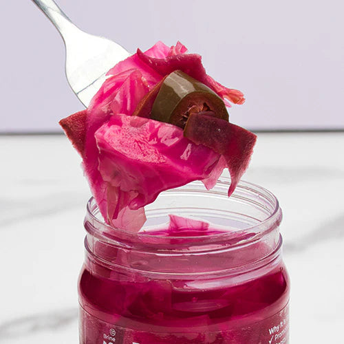 Organic Raw Probiotic Sauerkraut with Beet & Jalapeno - Gut Health Fermented Cabbage - Perfect for Salads, Sandwiches, and Healthy Snacking