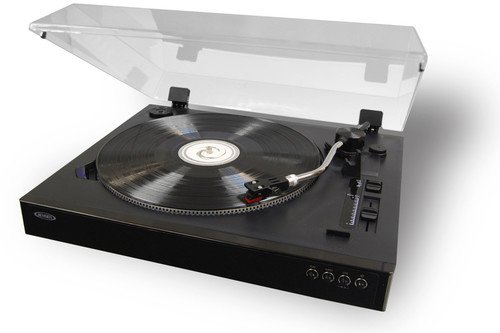 Jensen JTA-470 Bluetooth Turntable with Built-in Speakers - Vintage Record Player for Vinyl Lovers, Wireless Streaming, Home Audio System - Perfect for Living Room Decor, Retro Music Listening & Gift Giving
