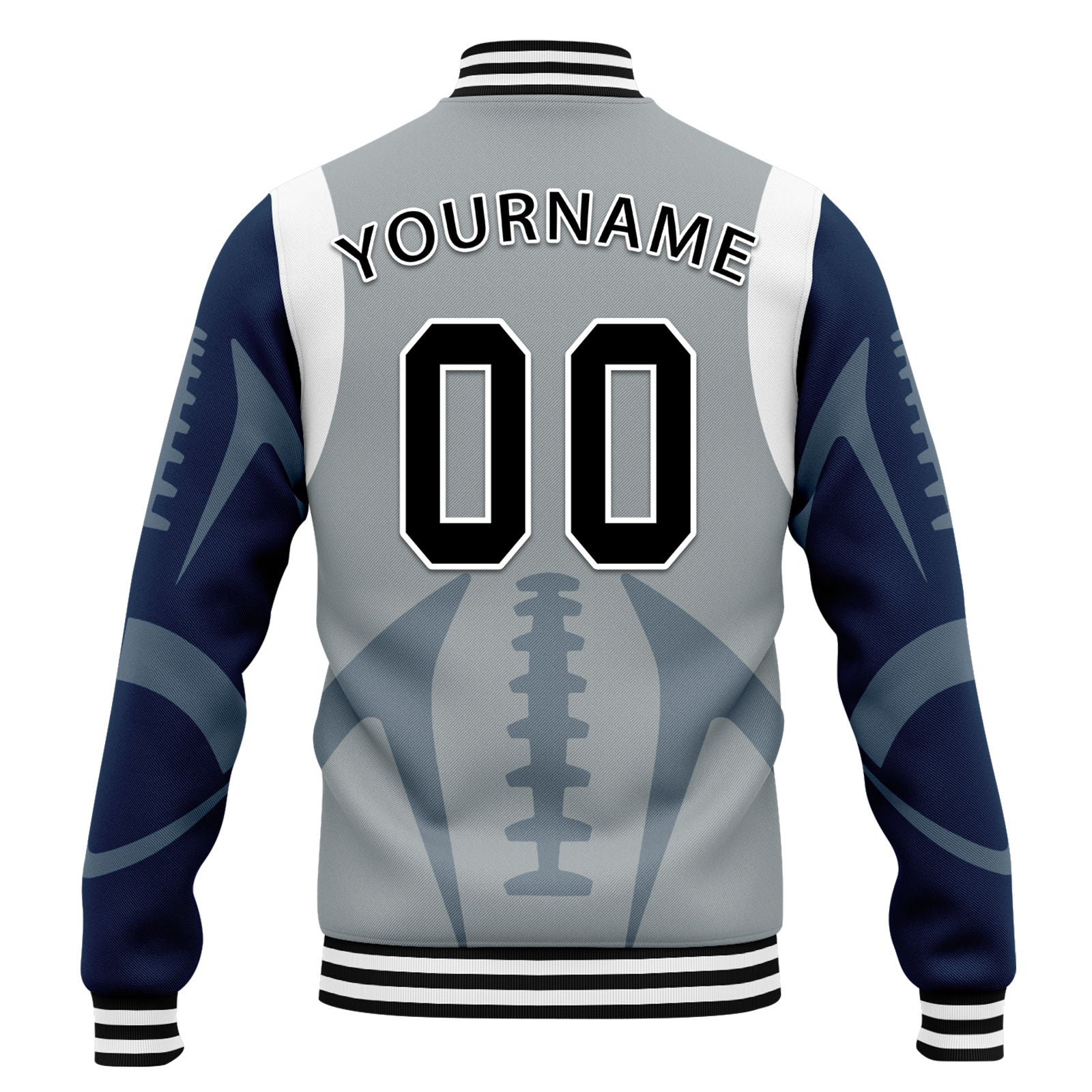 Custom Gray Seattle Bomber Jacket - Personalized Full Snap Varsity Letterman Jacket (FZ005 D025004 27) - Perfect for School Spirit, Sports Events & Streetwear Fashion
