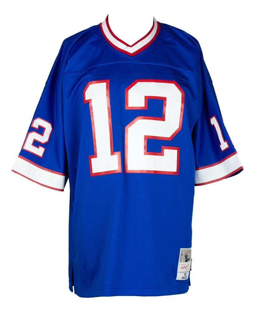 Jim Kelly Autographed Buffalo Bills Blue Mitchell & Ness NFL Jersey with JSA COA - Perfect for Football Memorabilia Collectors and Bills Fans Display