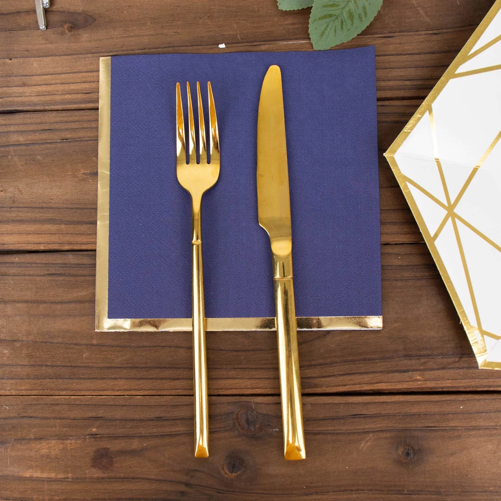 50 Pcs 2-Ply Premium Cocktail Napkins with Elegant Gold Rim - Perfect for Dinner Parties, Weddings & Special Events
