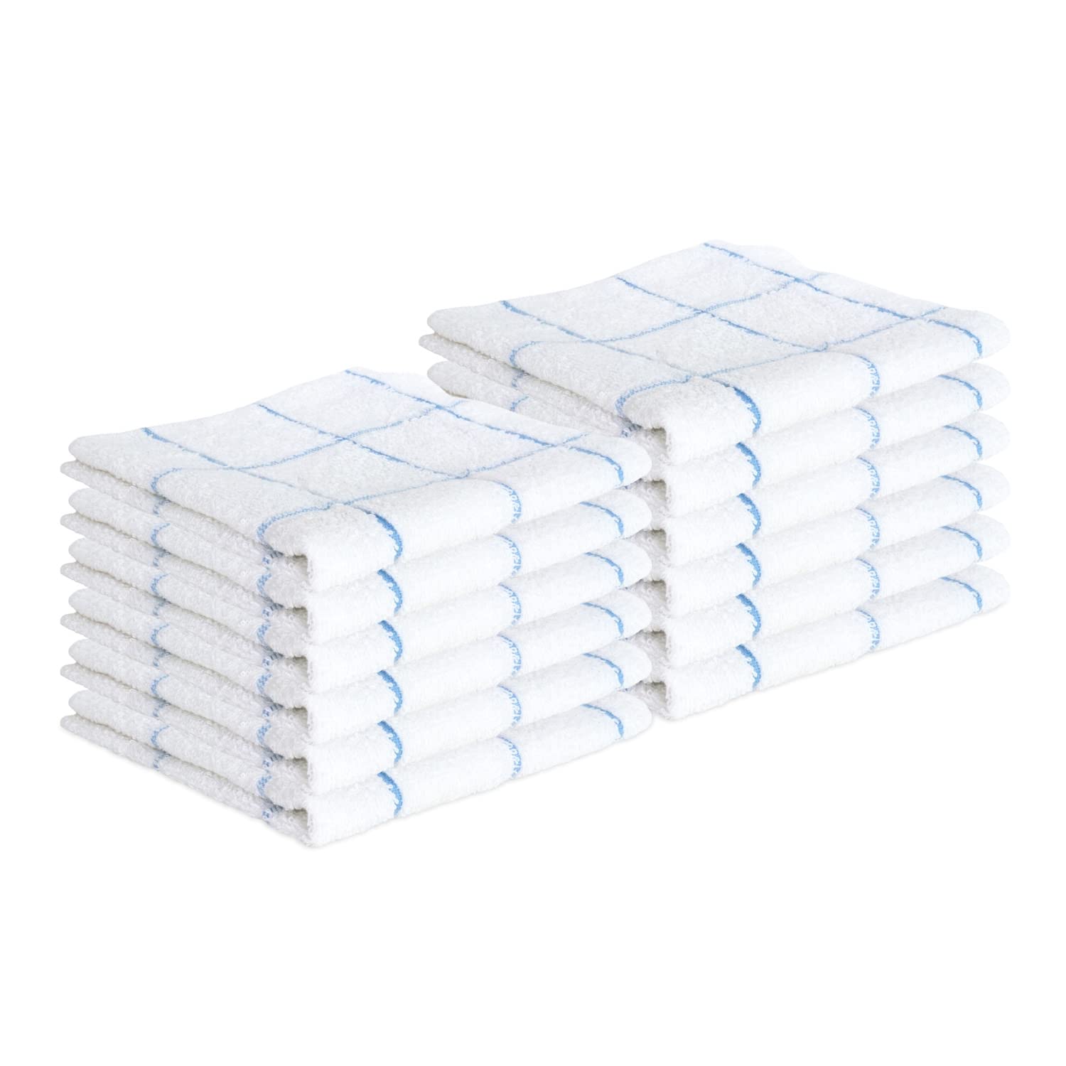 Premium 12-Pack Arkwright Cotton Terry Dish Towels - Ultra Soft, Highly Absorbent & Quick Dry Kitchen Towels for Washing, Drying & Cleaning Dishes (12x12 Inches, Blue) - Perfect for Daily Kitchen Use, Dish Drying & Countertop Cleaning