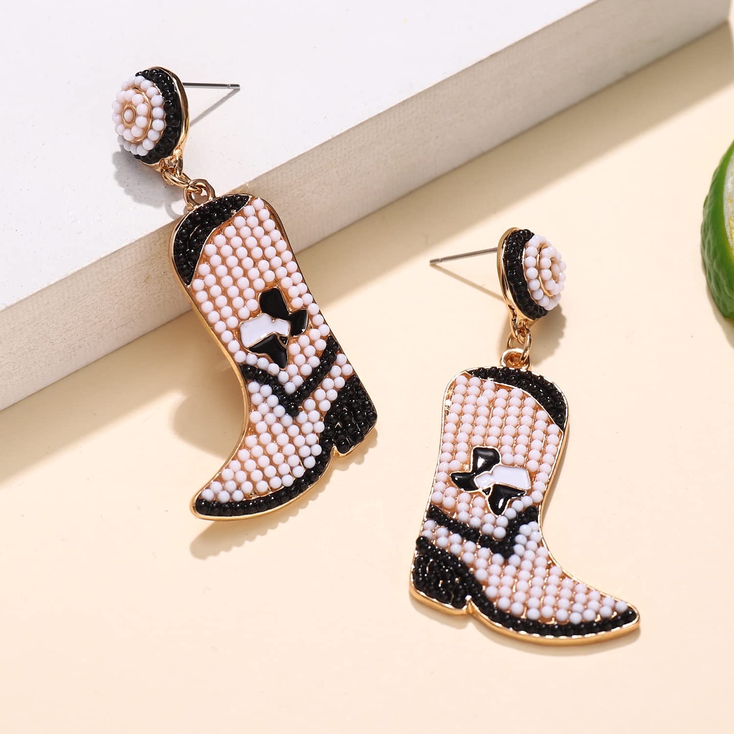 Western Cowgirl Boot Earrings for Women - Boho Beaded Dangle Drop Earrings, Y2K Fashion Jewelry, Perfect for Parties & Gifts | Country Style Accessories for Concerts, Festivals & Cowgirl Outfits