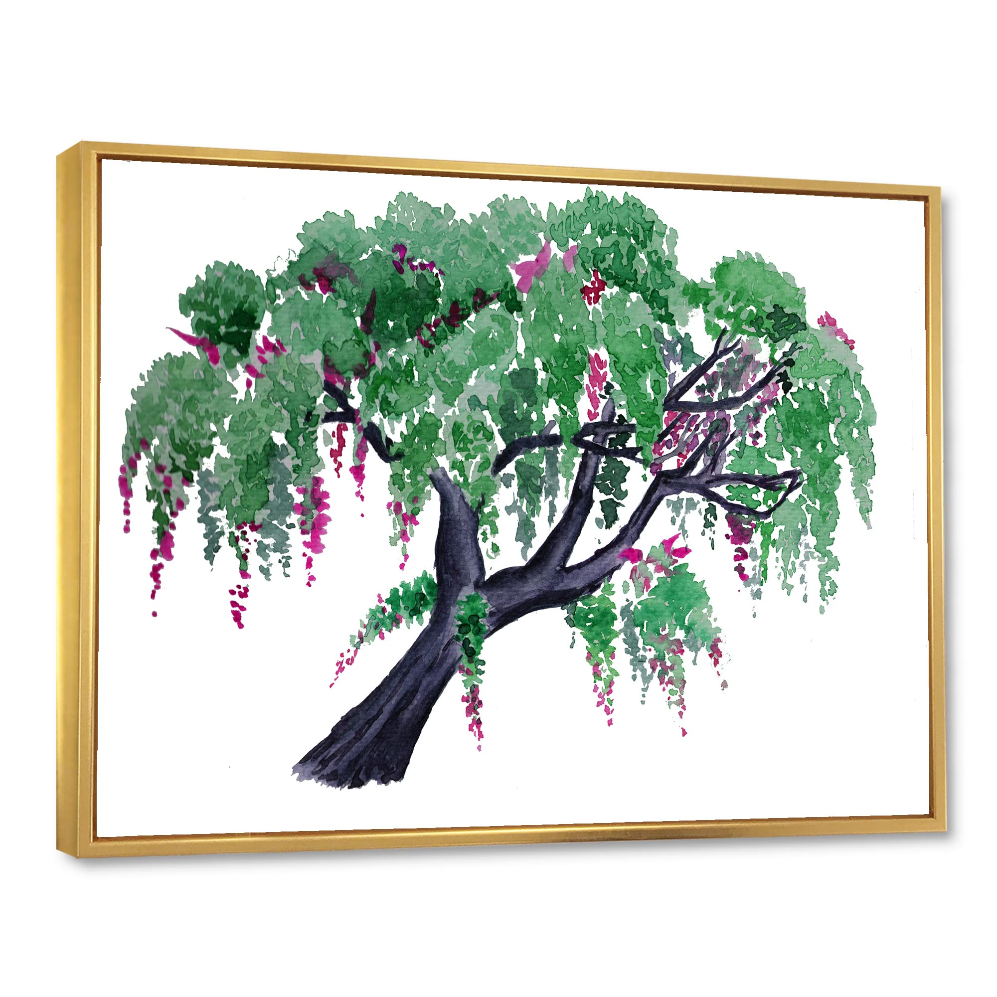 Tree of Wisteria - Traditional Framed Canvas Wall Art Print - Home & Office Decor - Perfect for Living Room, Bedroom, or Office Wall Decoration