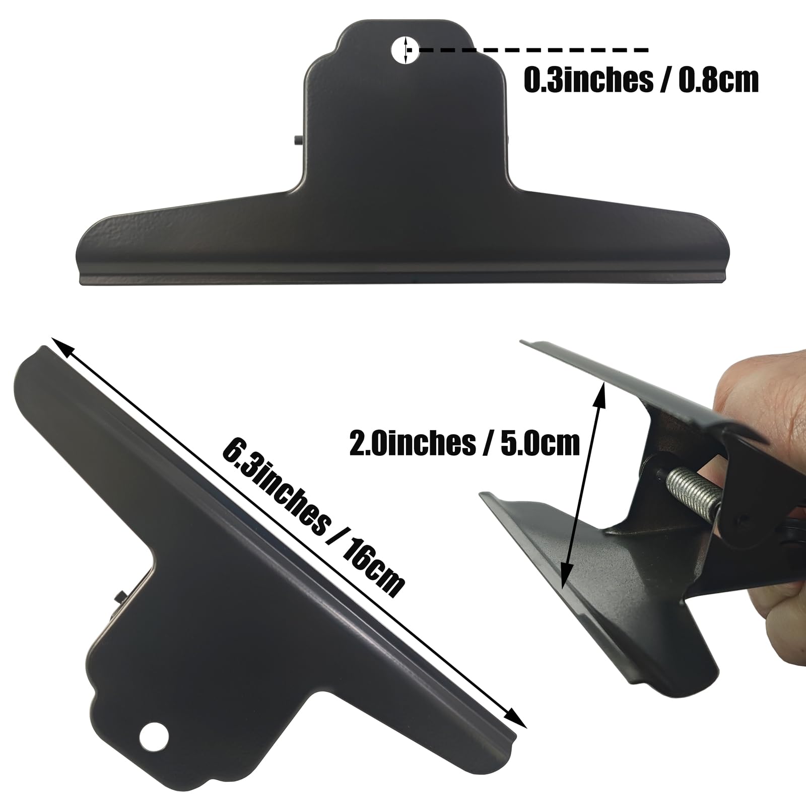 5-Pack Large Metal Bulldog Clips - 6.3 Inch Jumbo Binder Clips for Office, Art, Kitchen & Food Storage | Heavy Duty Clips for Chips Bags, Documents, Crafts & Home Organization
