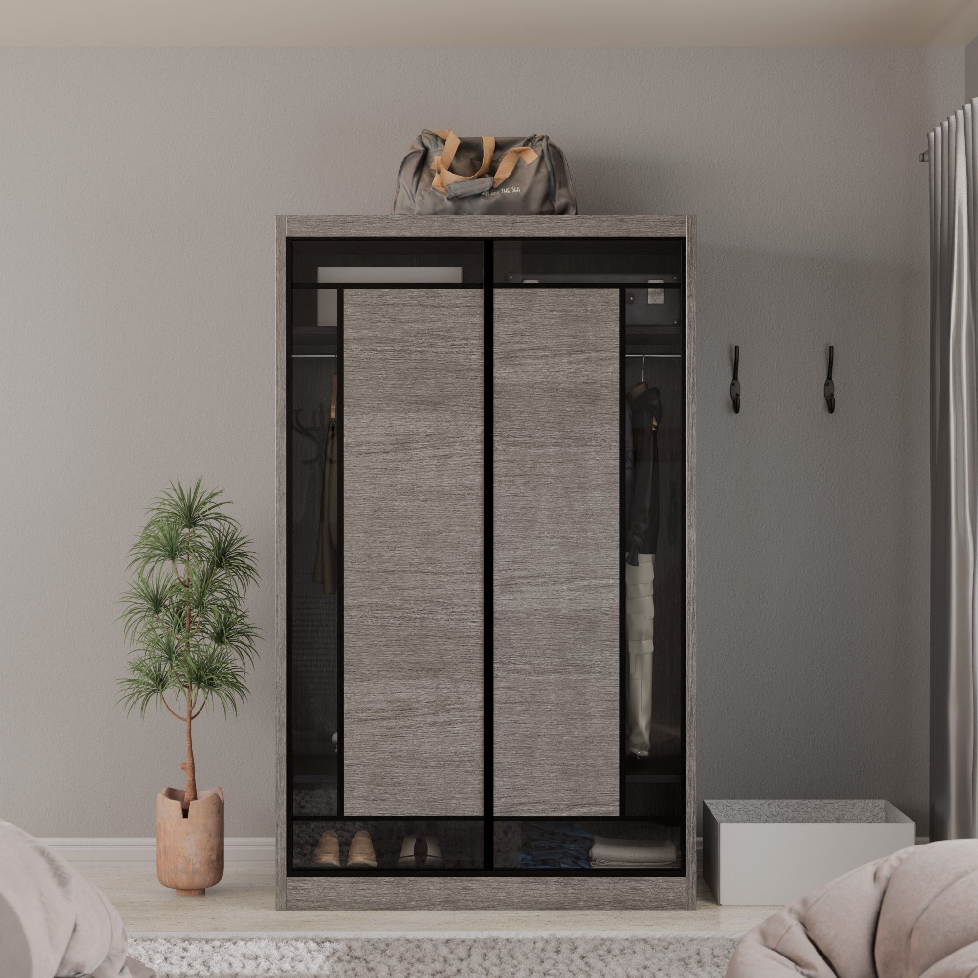Josie Modular Wardrobe W02 - Customizable Closet Organizer with Adjustable Shelves & Hanging Rod - Perfect for Bedroom, Walk-in Closet & Dorm Room Storage Solutions