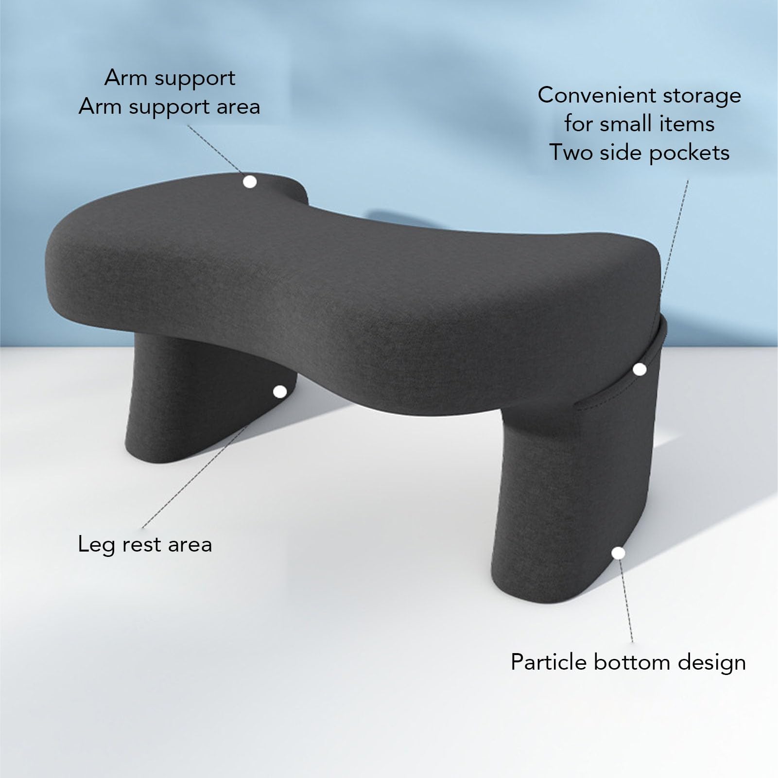 Memory Foam Laptop Lap Desk Pillow with Side Pockets - Portable Workstation for Gaming, Reading & Working - Soft Arm Rest Cushion for Bed, Couch & Floor Use (Home Office, Dorm Room, Travel)