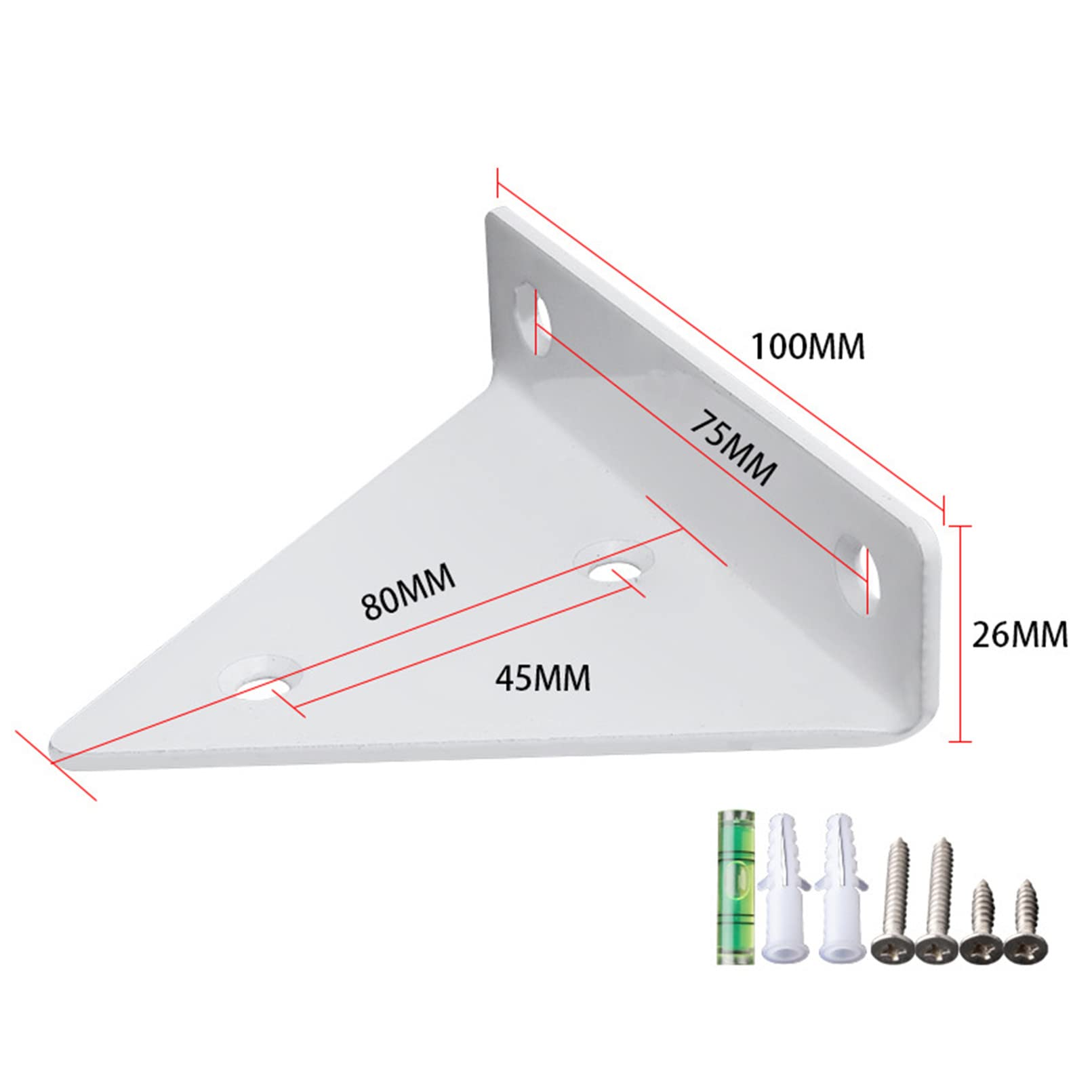 QXPDD Invisible Shelf Bracket - Heavy Duty Right Angle Wall Mount Bracket for Kitchen, Study & Garden Shelves (80x100mm, White) | Perfect for Floating Shelves, Bookshelves & Home Organization