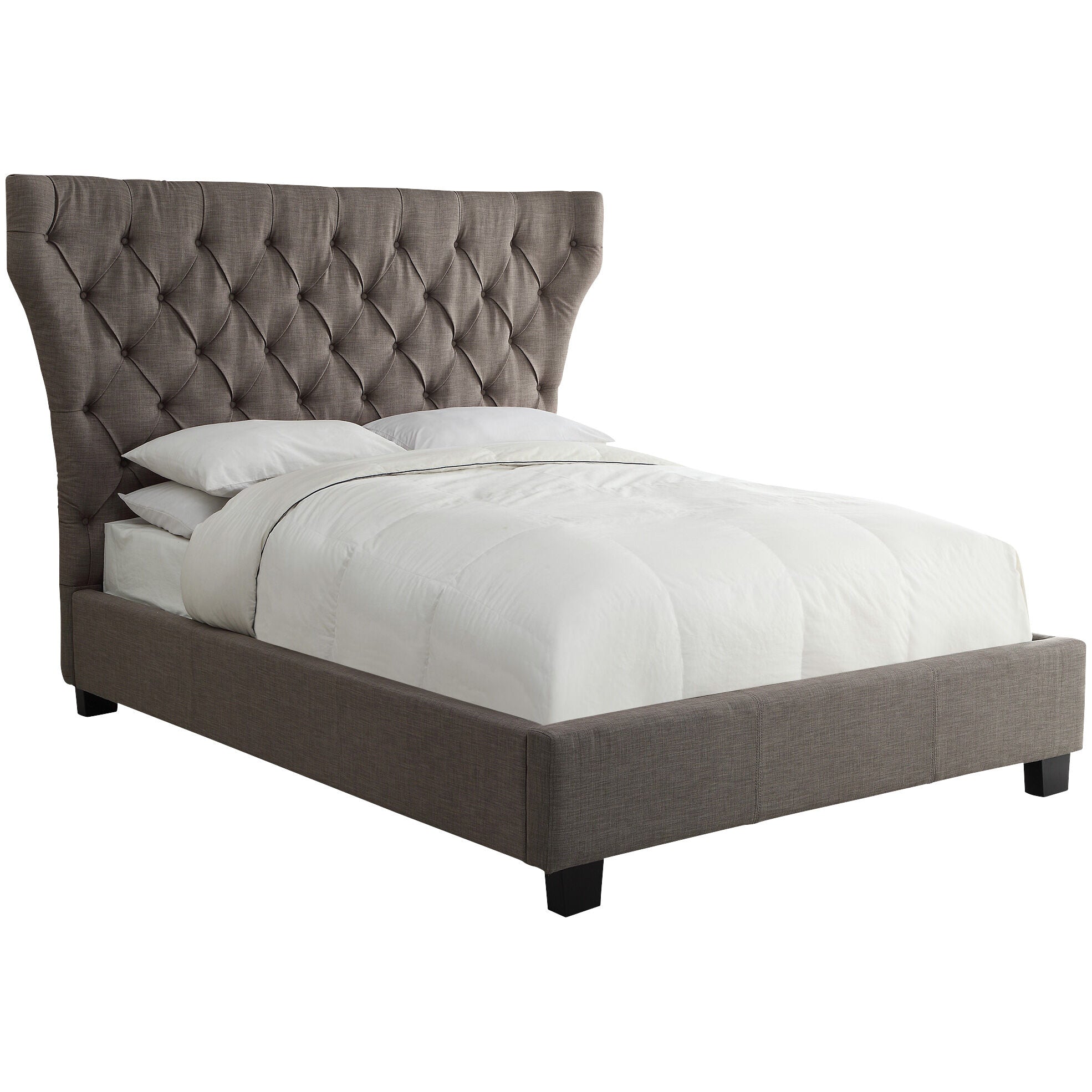 Melina Bed - Modern Platform Bed Frame with Upholstered Headboard, Queen Size - Perfect for Bedroom, Guest Room & Apartment