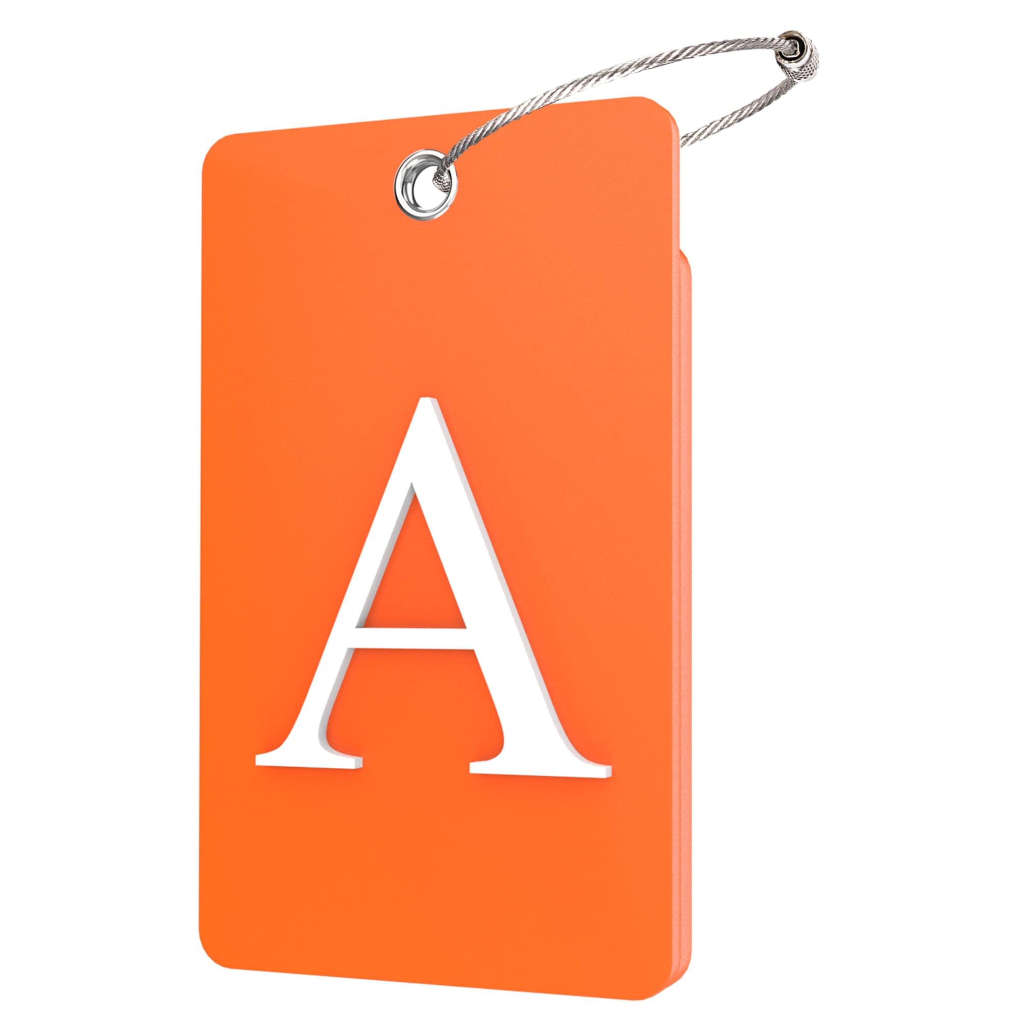 Gostwo 2 Pack Durable Luggage Tags for Suitcases & Travel Bags - 26 Initial Letter Options, Fully Bendable ID Tags with Stainless Steel Loop (Orange, Letter A) - Perfect for Airports, Cruises & Business Trips
