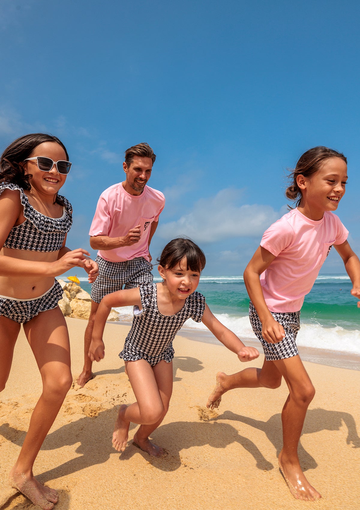 Sea Hound Little Girls Swimsuit & Matching Father's Swim Trunks Set - Cute Father Daughter Beach Outfits for Pool, Vacation & Family Photos
