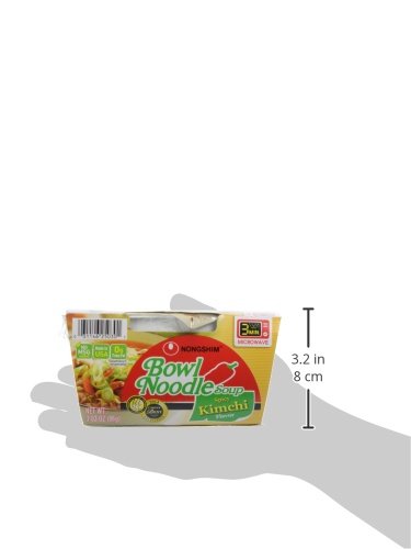 Nongshim Kimchi Noodle Soup Bowl - 3.03oz Spicy Instant Ramen | Quick & Easy Korean Meal for Office Lunch, College Dorm Snack or Late Night Comfort Food