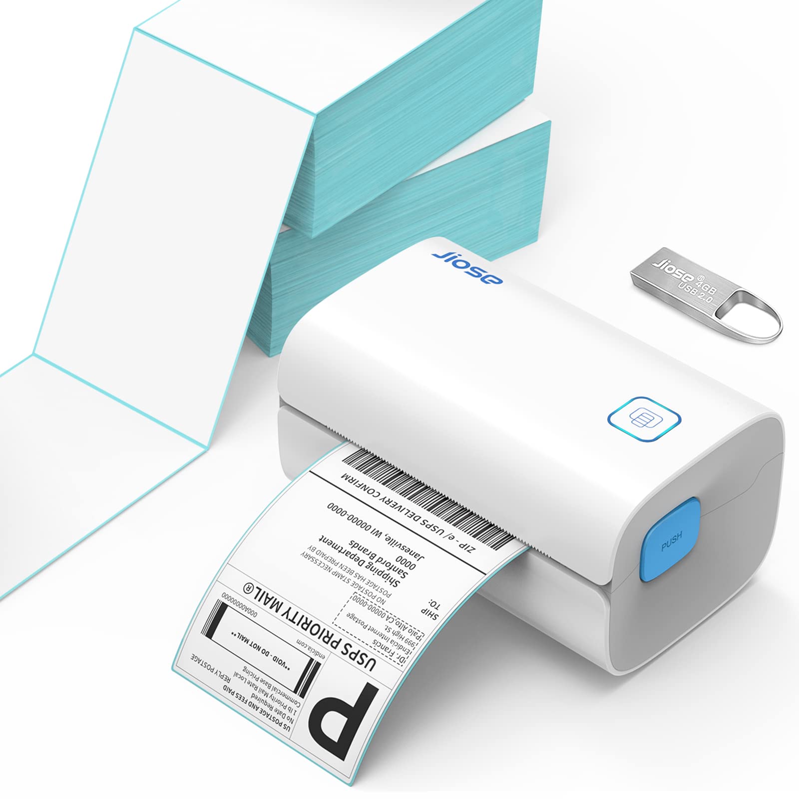 Jiose Thermal Label Printer with 1000pcs Sticker Rolls - Compatible with Shipping Labels, Barcode Tags & Inventory Stickers - Perfect for Amazon FBA, Etsy Sellers & Small Business Packaging