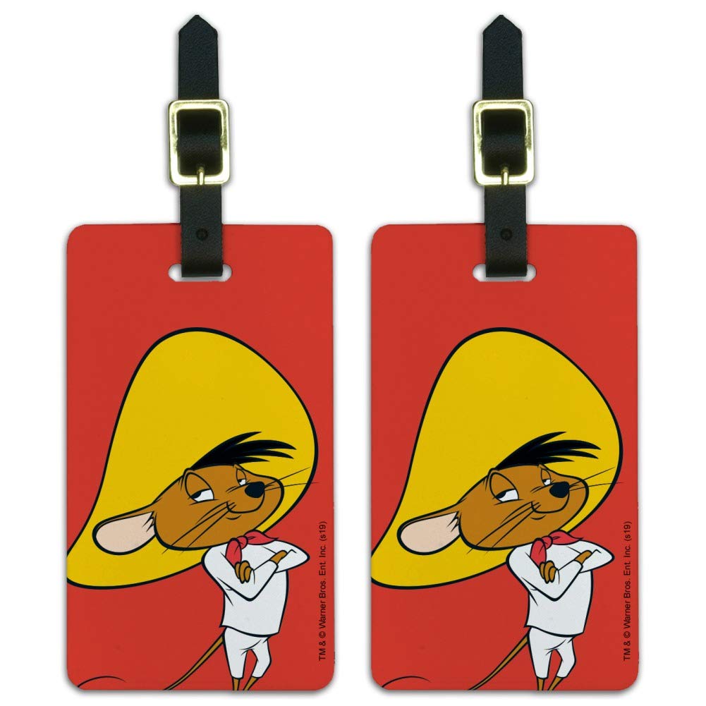 Speedy Gonzales Luggage ID Tags - Set of 2 Personalized Suitcase Tags for Travel Bags & Carry-Ons | Durable Name Tags for Kids & Adults | Perfect for Airports, Vacations & School Trips
