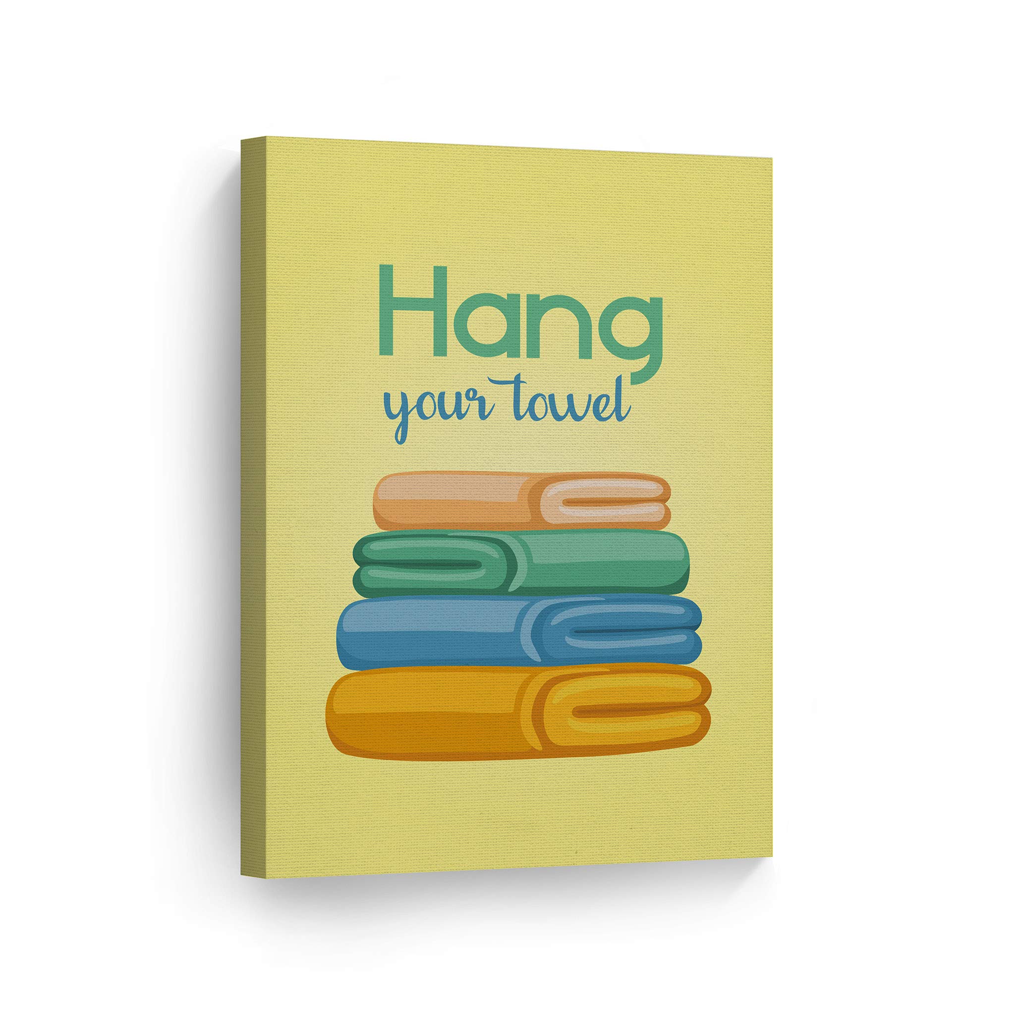 Yellow Smile Art Design Towel Hanging Canvas Print - Kids Bathroom Decor, Nursery Wall Art, Ready to Hang Home Decoration (17x11 inches, Made in USA) - Perfect for Bathrooms, Playrooms & Kids' Bedrooms