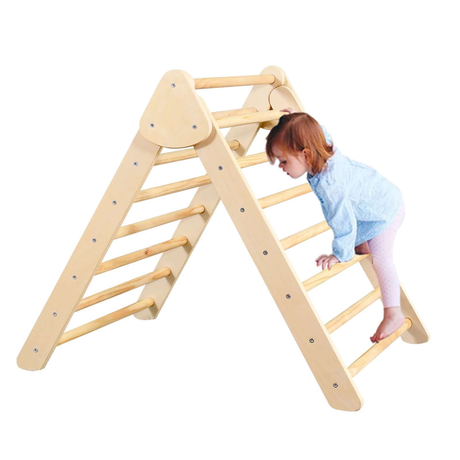 Foldable Pikler Triangle Climbing Toy for Toddlers 1-3 Years - Indoor Wooden Montessori Climbing Structure for Kids - Perfect for Home Playrooms, Daycares & Montessori Classrooms