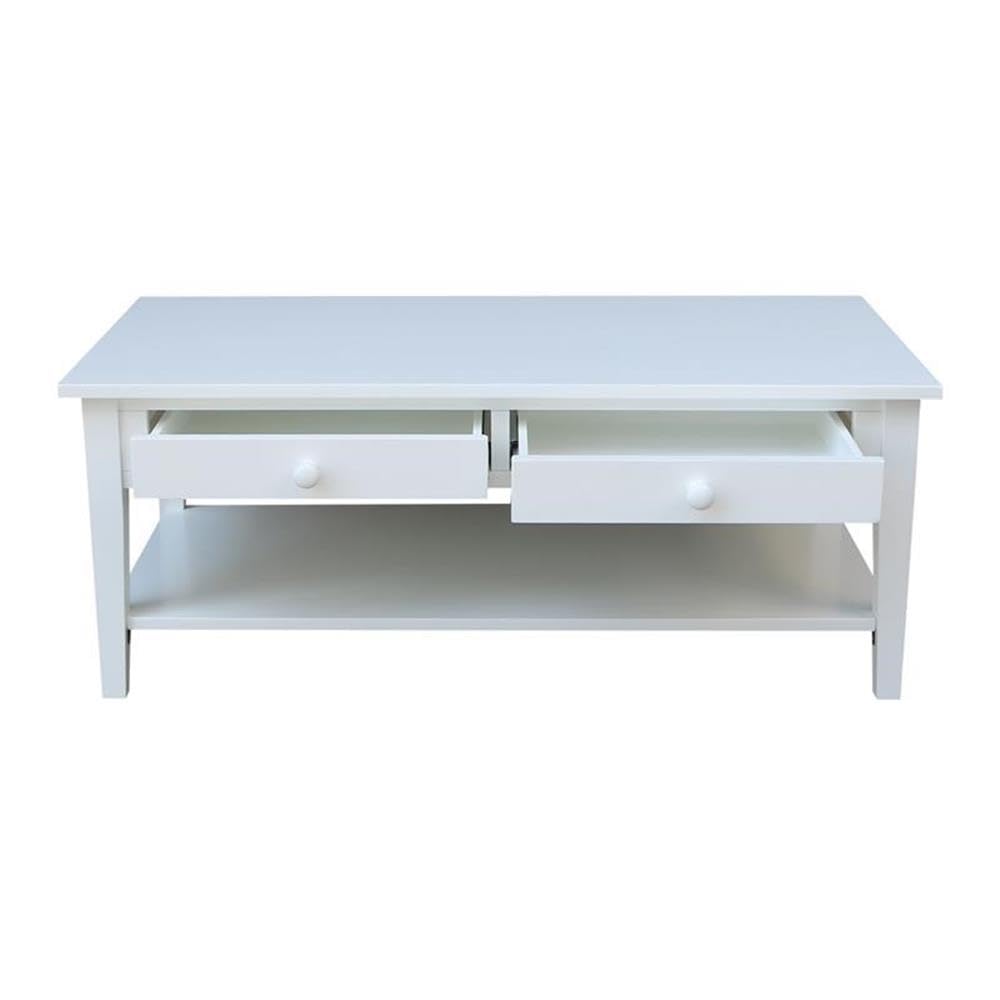 IC International Concepts Solid Wood Spencer Coffee Table - Modern Farmhouse Style Living Room Furniture for Home Decor & Entertainment Spaces