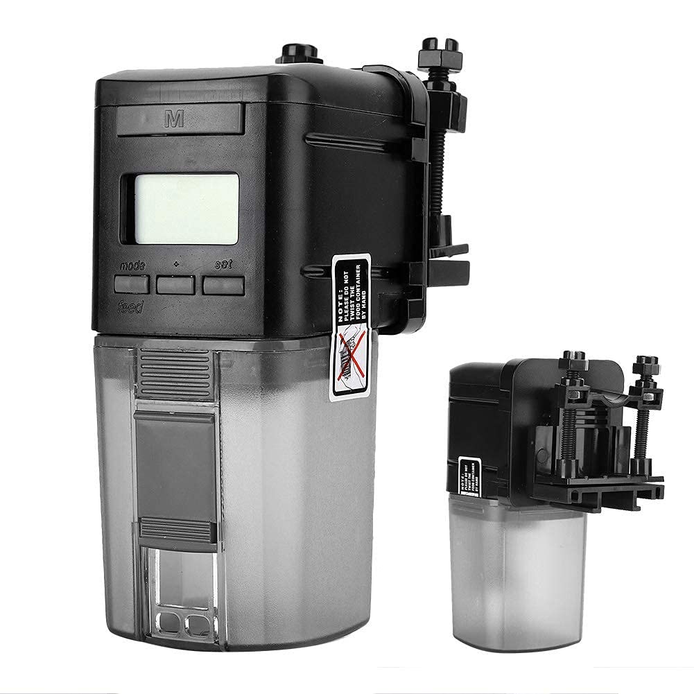 Yosoo Automatic Fish Feeder for Aquarium - Digital Timer Fish Food Dispenser for Flake & Pellets - Vacation & Weekend Use - Modern Black Design - Perfect for Home, Office & Travel Aquariums