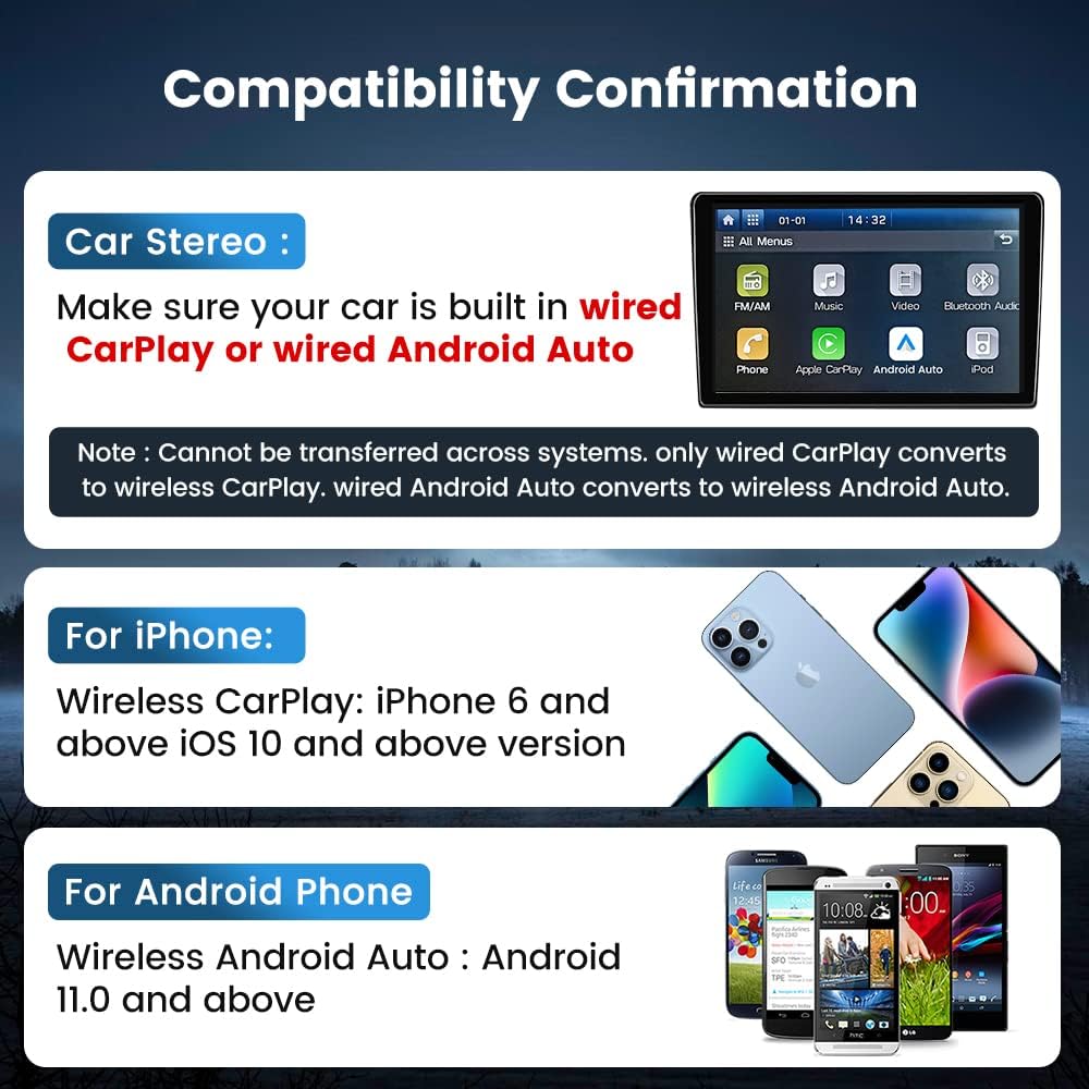 CarlinKit 5.0 Wireless CarPlay & Android Auto Adapter - Convert Wired to Wireless, Plug & Play, Auto Connect, No Delay, Online Update - Perfect for Tesla, BMW, Toyota, Honda & More (Model CPC200-2air)