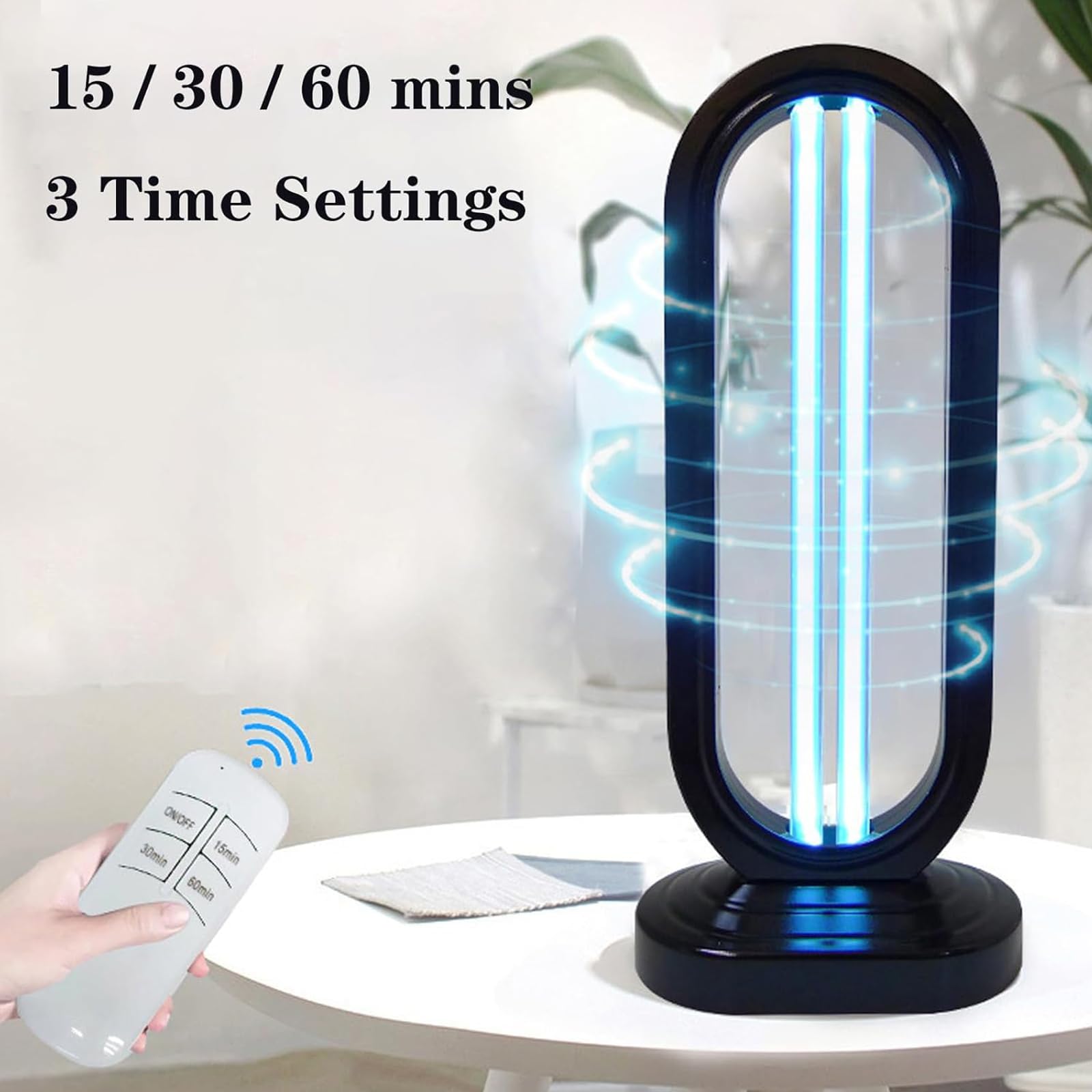 Lumivyx Haloclean Air Purifier with 3 Timer Settings & Remote Control - Black - Perfect for Bedroom, Living Room, and Office Air Purification