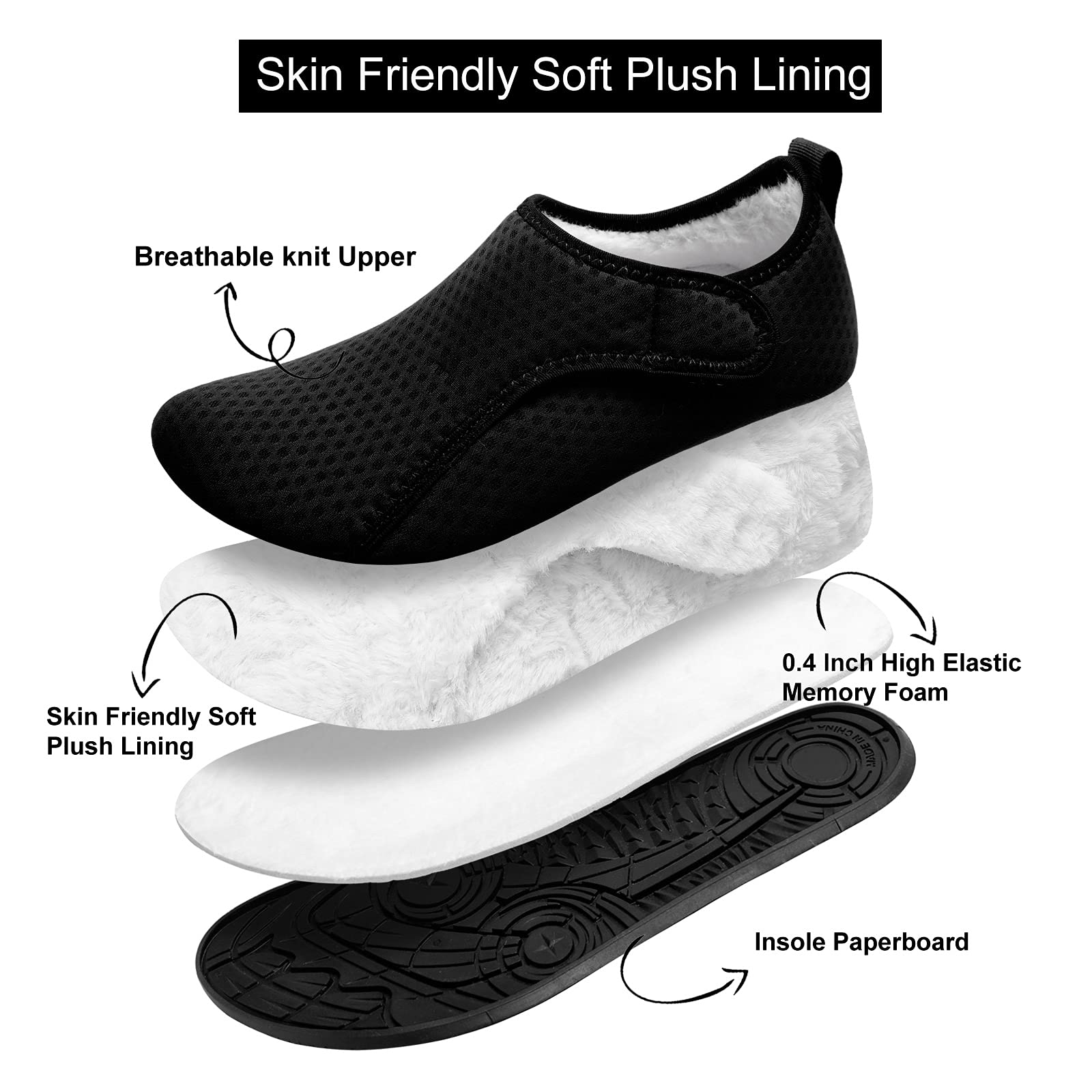 L-RUN Anti-Slip House Slippers for Women & Men - Indoor/Outdoor Warm Home Shoes for Comfort