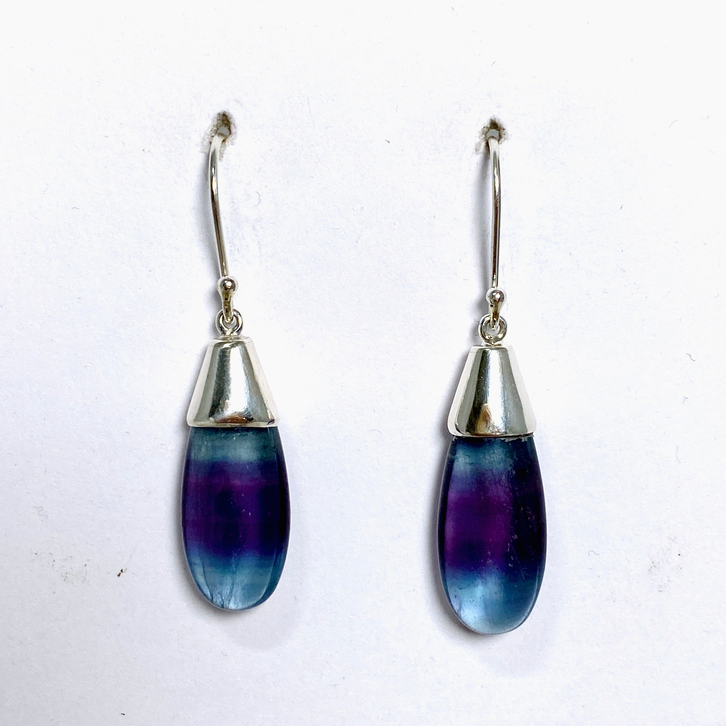 Fluorite Teardrop Cabochon Earrings - Handmade Gemstone Jewelry for Women - Perfect for Boho Style & Everyday Wear