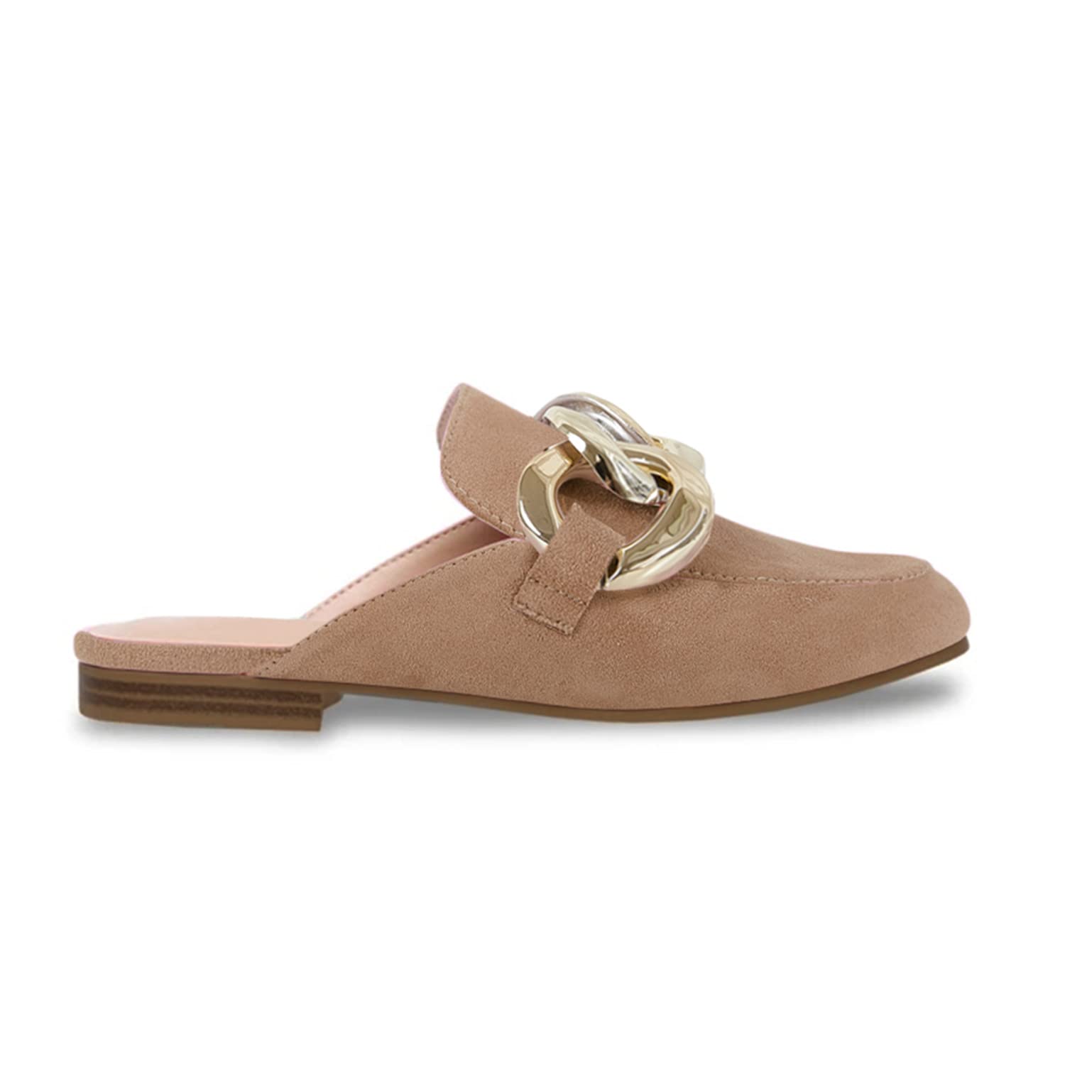 Juliet Holy Women's Mules Slip-On Loafers with Chain Buckle - Backless Slide Dress Shoes for Casual Outings, Office Wear & Evening Events