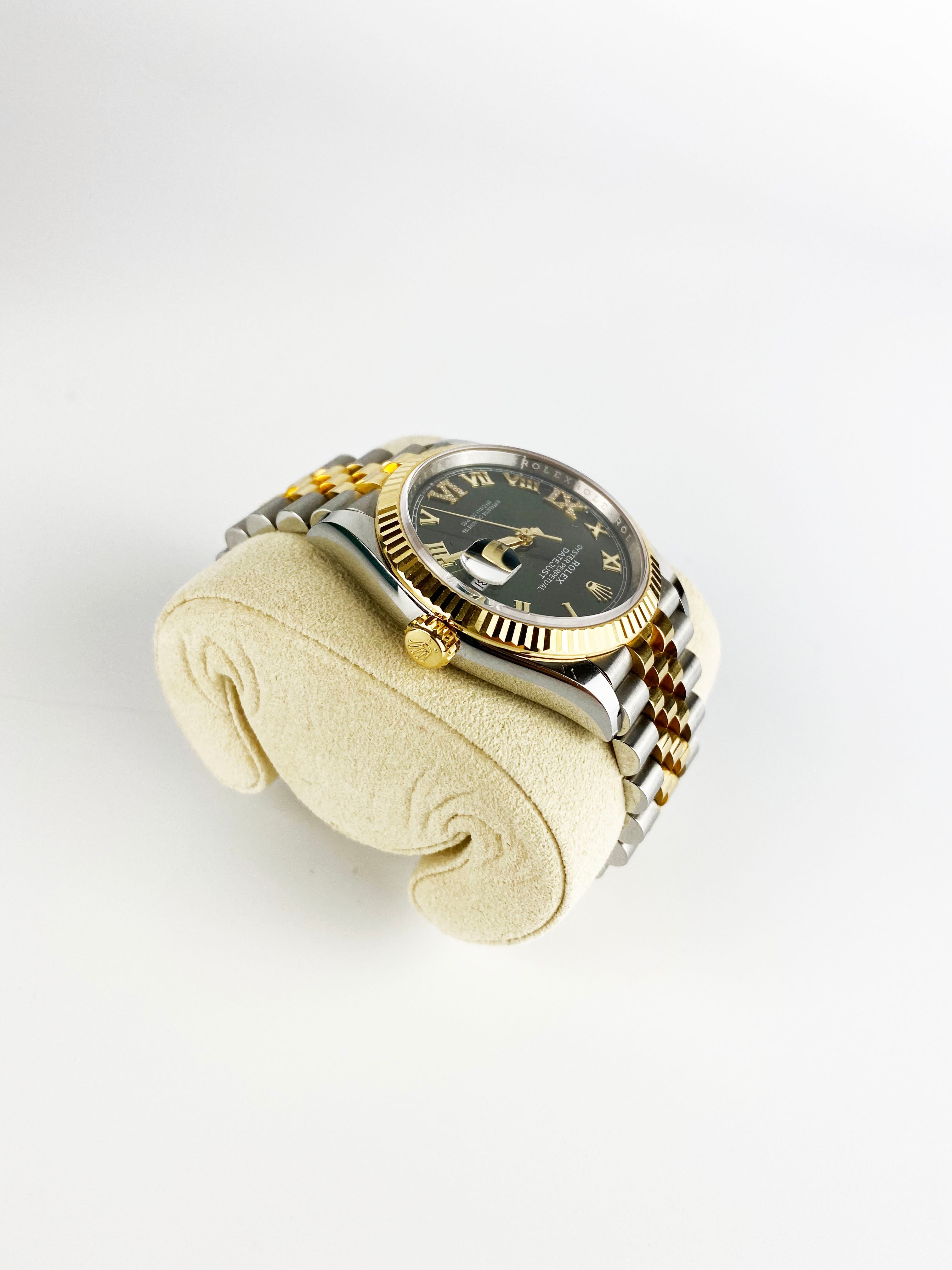 Rolex Datejust 36 Men's Watch - 18K Yellow Gold & Olive Green Dial - Oyster Perpetual Automatic Luxury Watch for Business, Gifts & Special Occasions