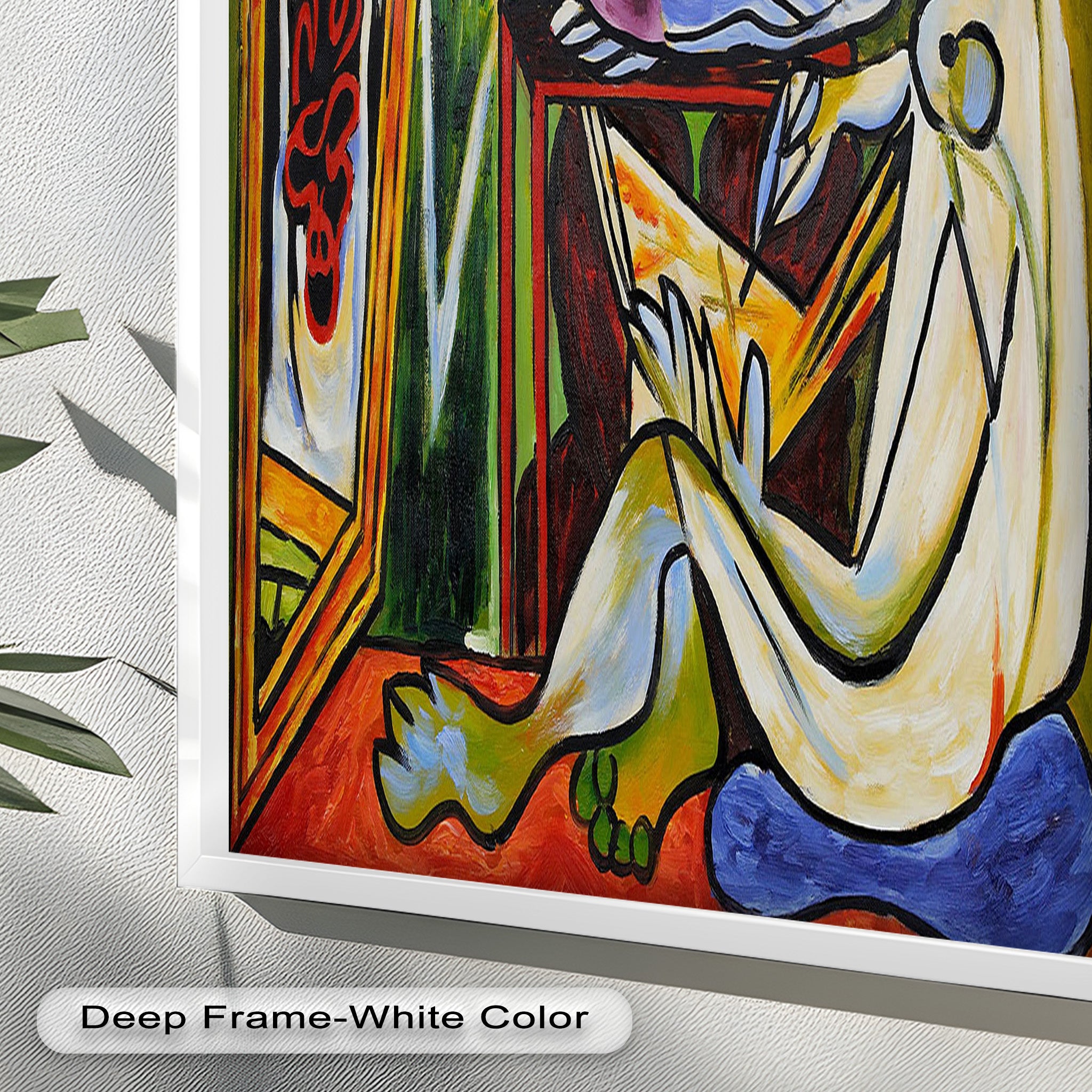 Abstract Interior Scene Picasso Style Oil Painting - Handmade Wall Art for Living Room, Bedroom & Office Decor