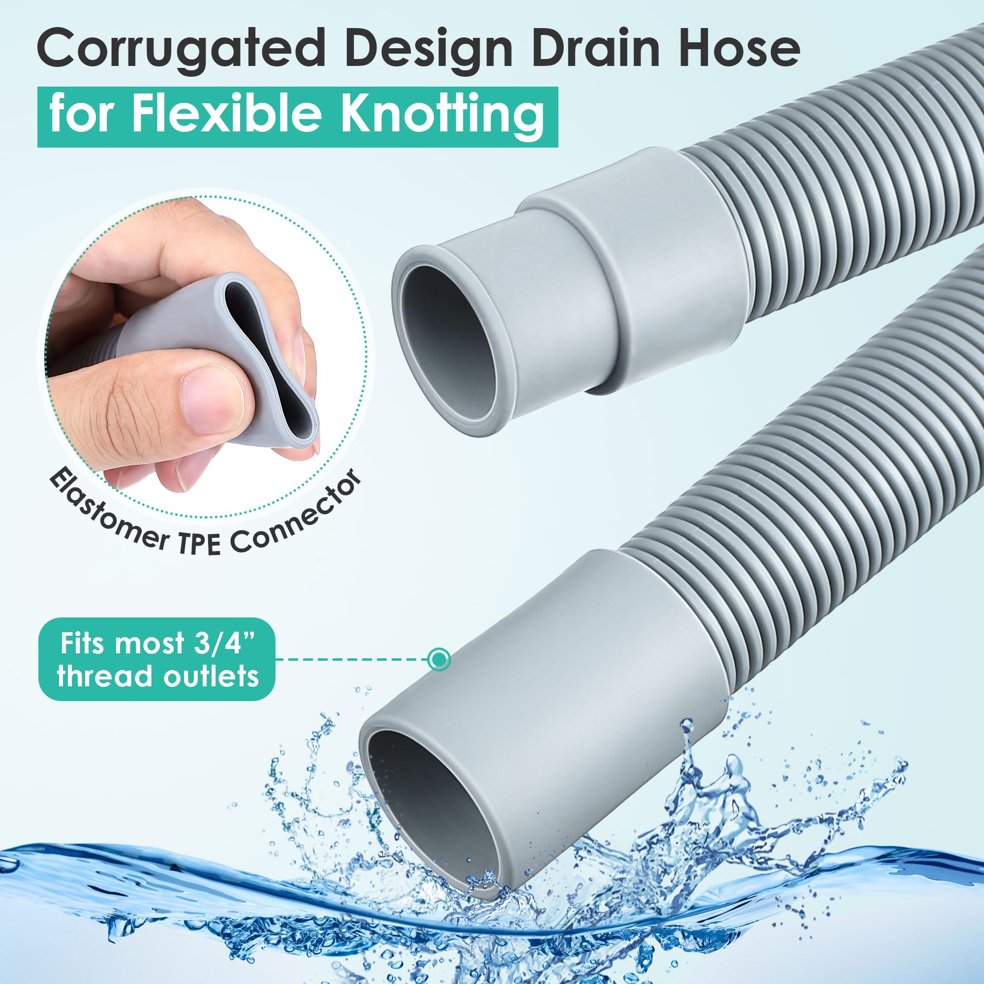 Universal Dehumidifier Drain Hose Kit - 6.5ft Flexible Extension with Adapter for AC & Garden Faucets - Perfect for Basement & Home Use
