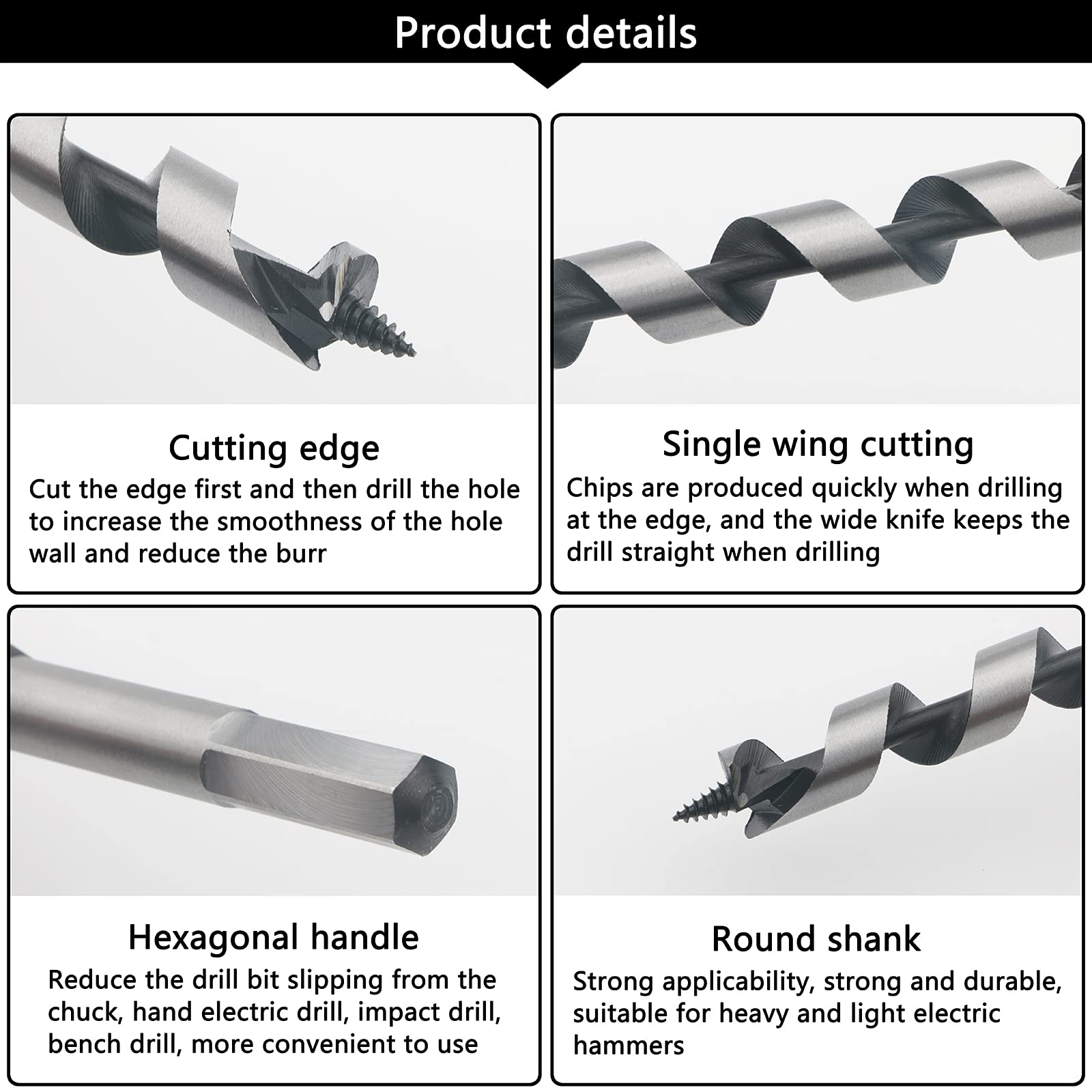 Ellbest Brad Point Drill Bit Set - 10-Piece Woodworking Drill Bits for Soft, Hard, Veneered & Laminated Wood, MDF & Acrylic Glass - Perfect for Cabinet Making, Furniture Repair & DIY Wood Projects